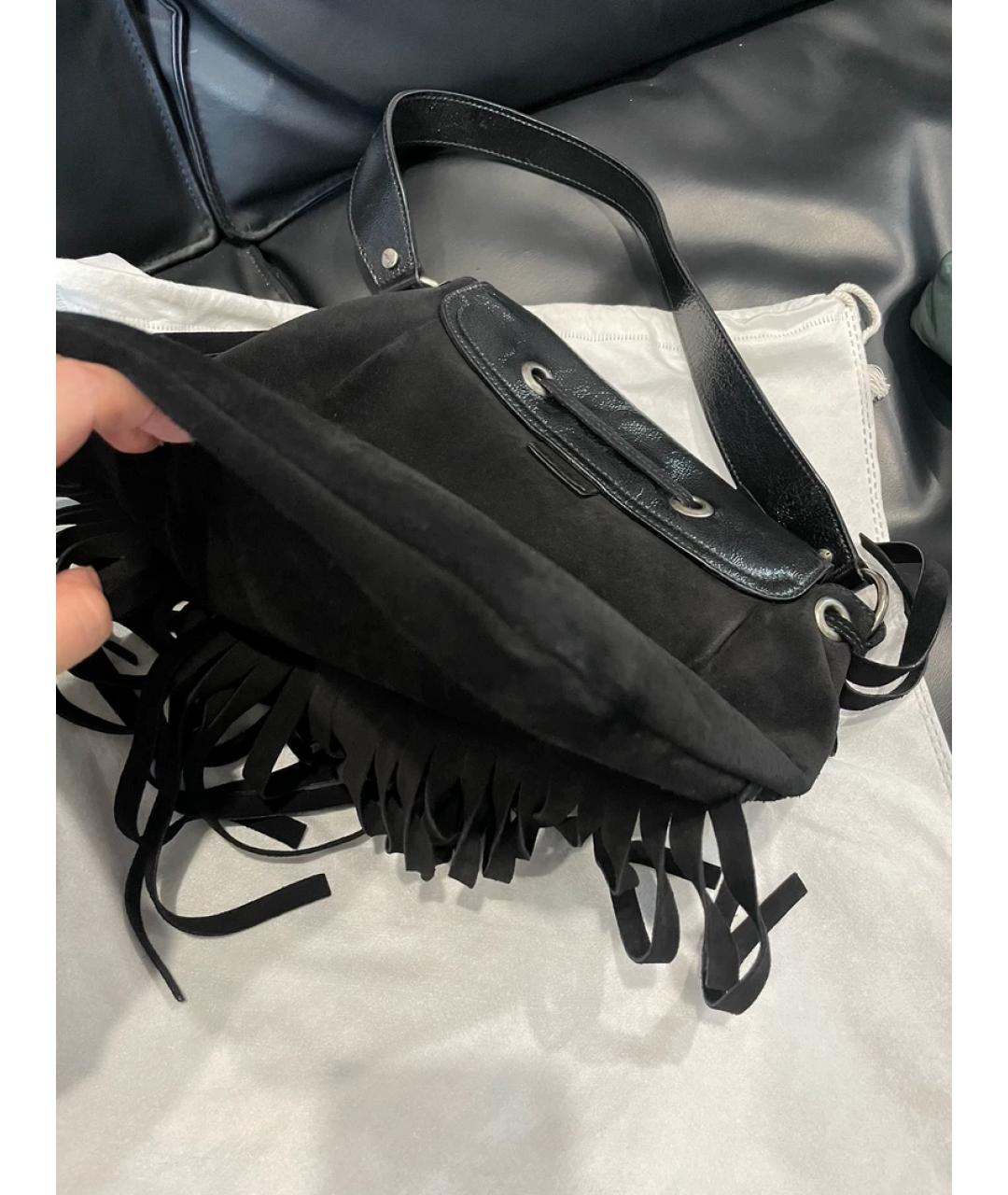 SAINT LAURENT Серая замшевая сумка с короткими ручками, фото 7