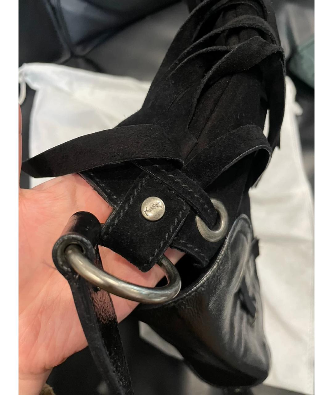 SAINT LAURENT Серая замшевая сумка с короткими ручками, фото 8