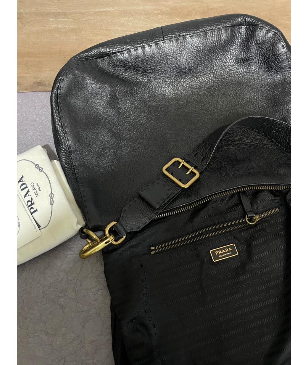 PRADA Черная льняная сумка с короткими ручками, фото 7