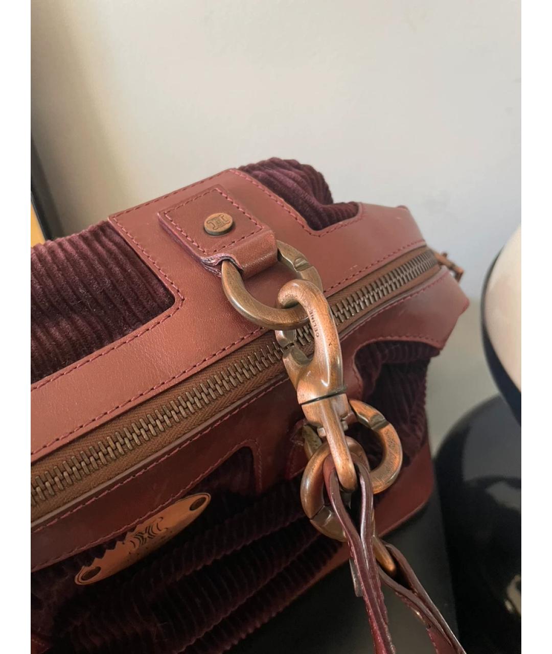 CELINE Бордовая кожаная сумка с короткими ручками, фото 8