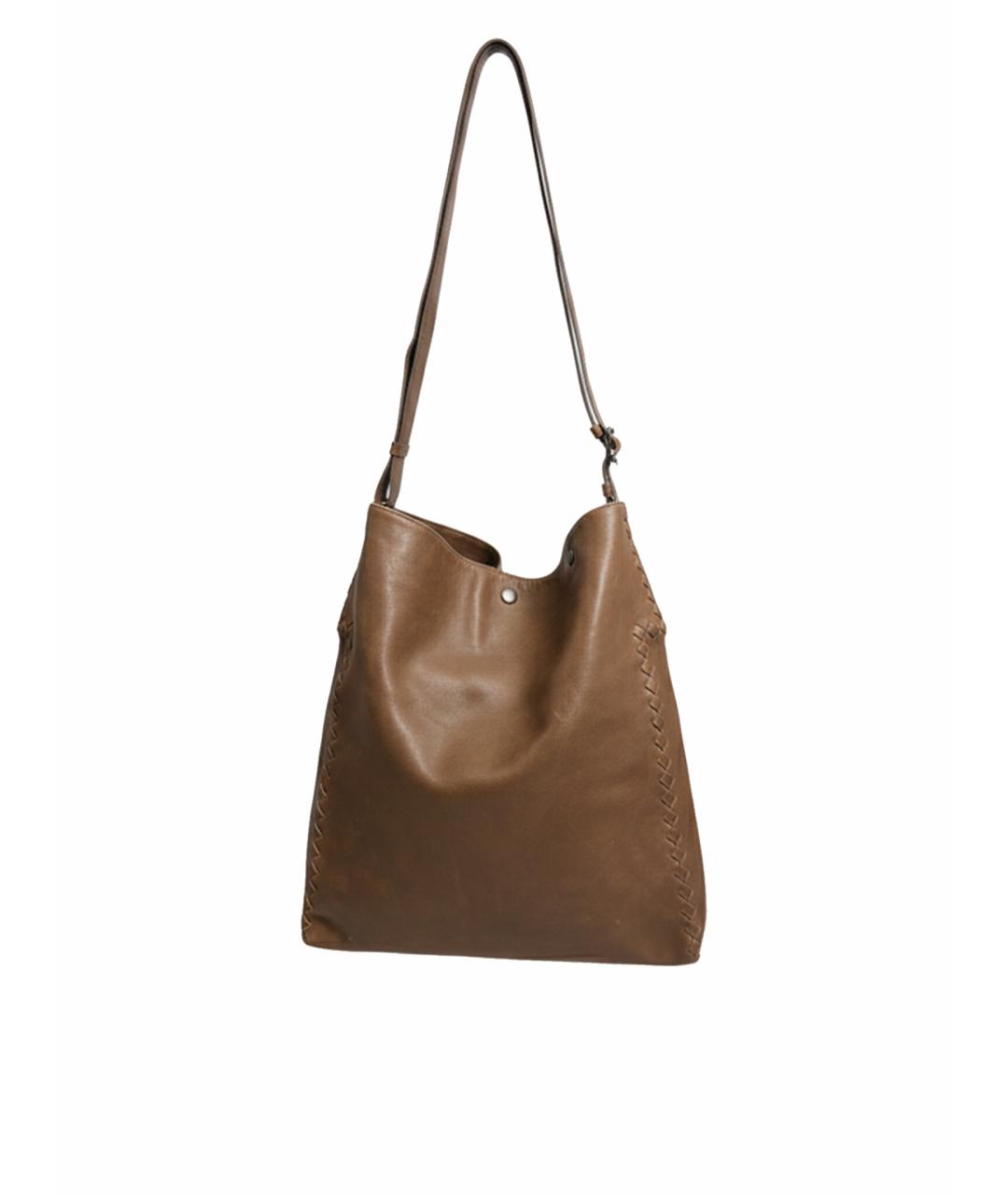 BOTTEGA VENETA Коричневая льняная сумка с короткими ручками, фото 1