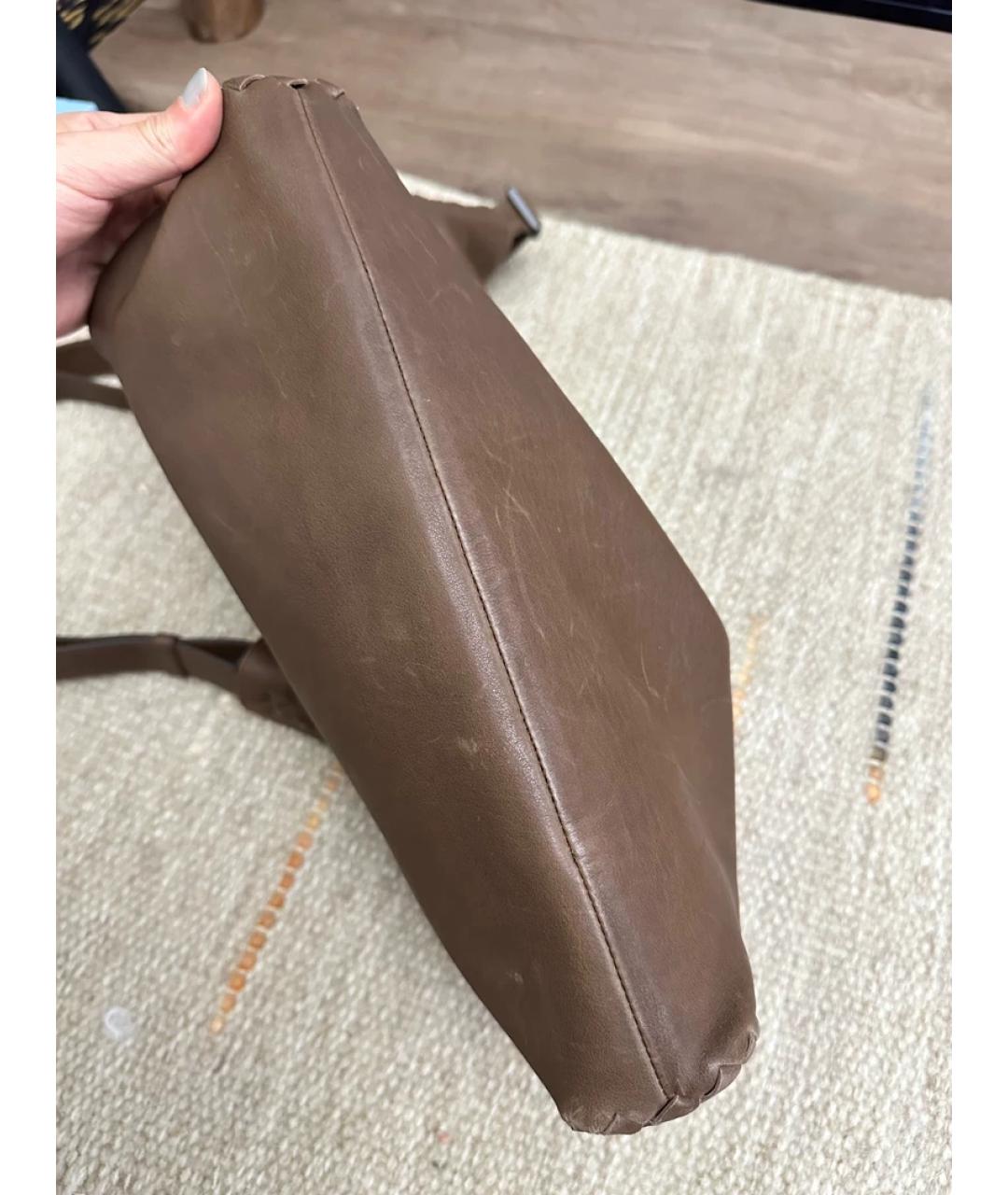 BOTTEGA VENETA Коричневая льняная сумка с короткими ручками, фото 8