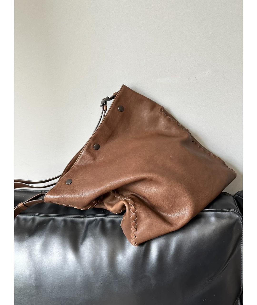 BOTTEGA VENETA Коричневая льняная сумка с короткими ручками, фото 2