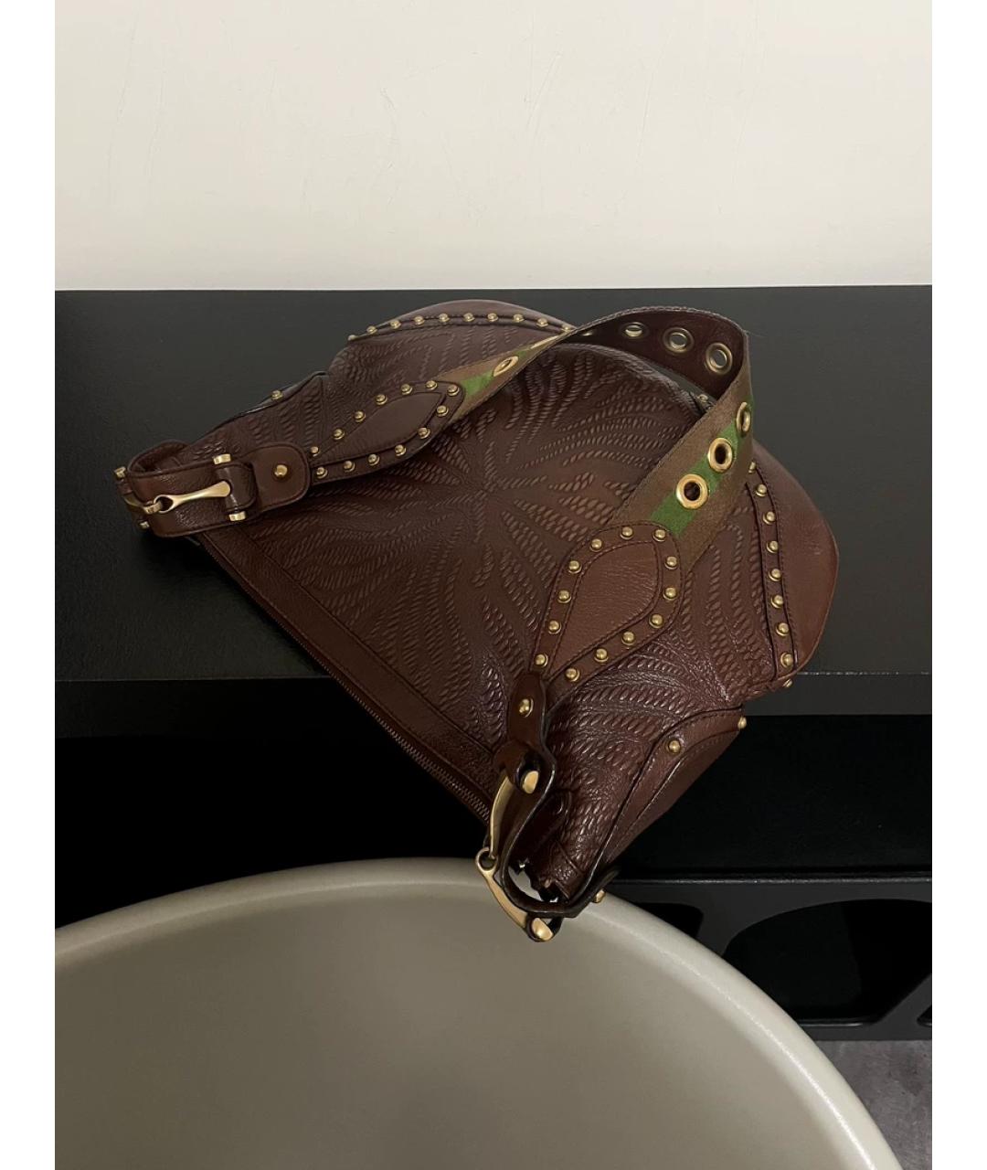 GUCCI Желтая кожаная сумка с короткими ручками, фото 3