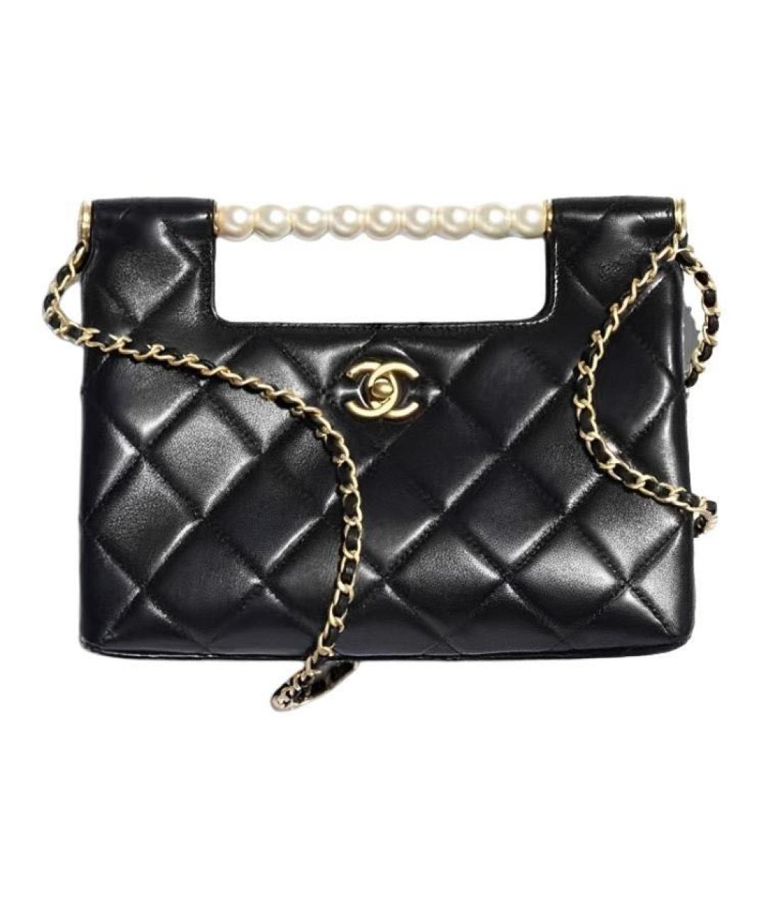 CHANEL Черная кожаная сумка с короткими ручками, фото 1