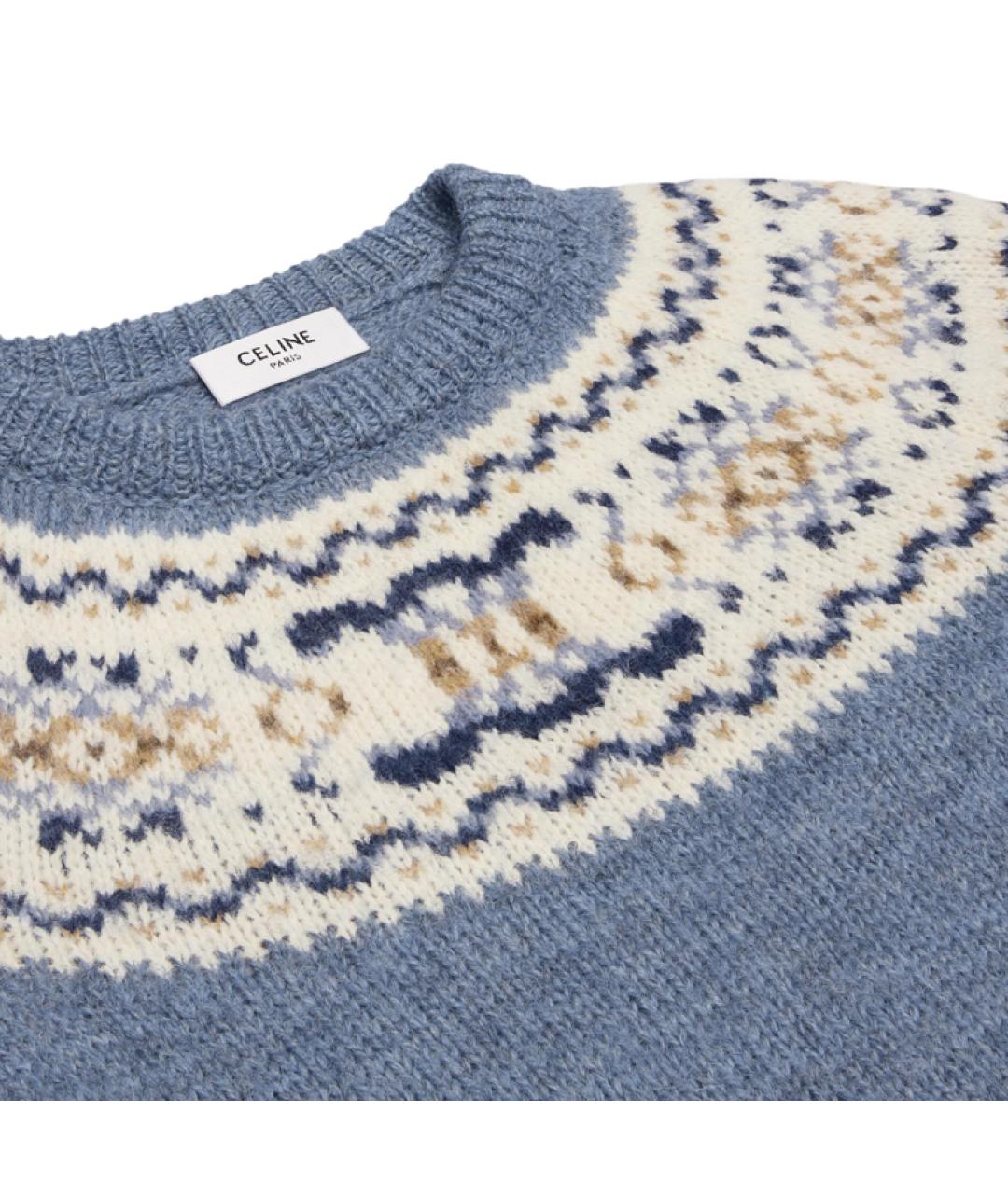 CELINE Голубой шерстяной джемпер / свитер, фото 5