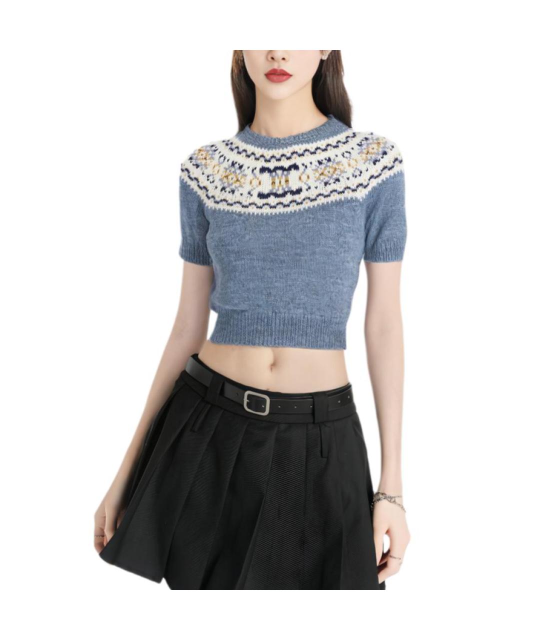 CELINE Голубой шерстяной джемпер / свитер, фото 3