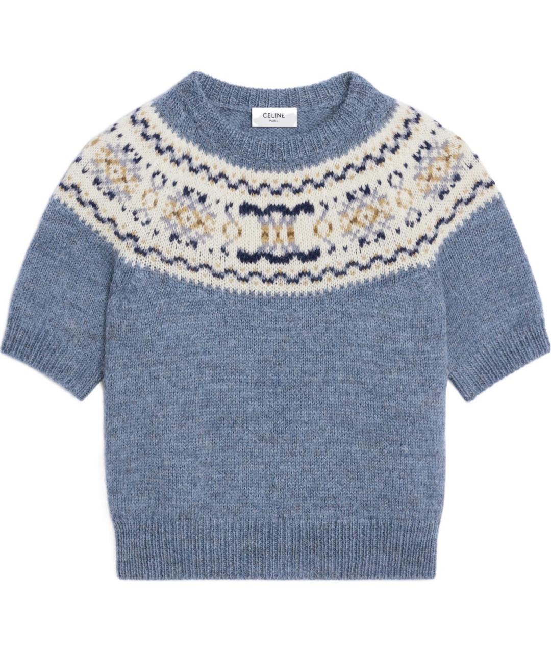 CELINE Голубой шерстяной джемпер / свитер, фото 2