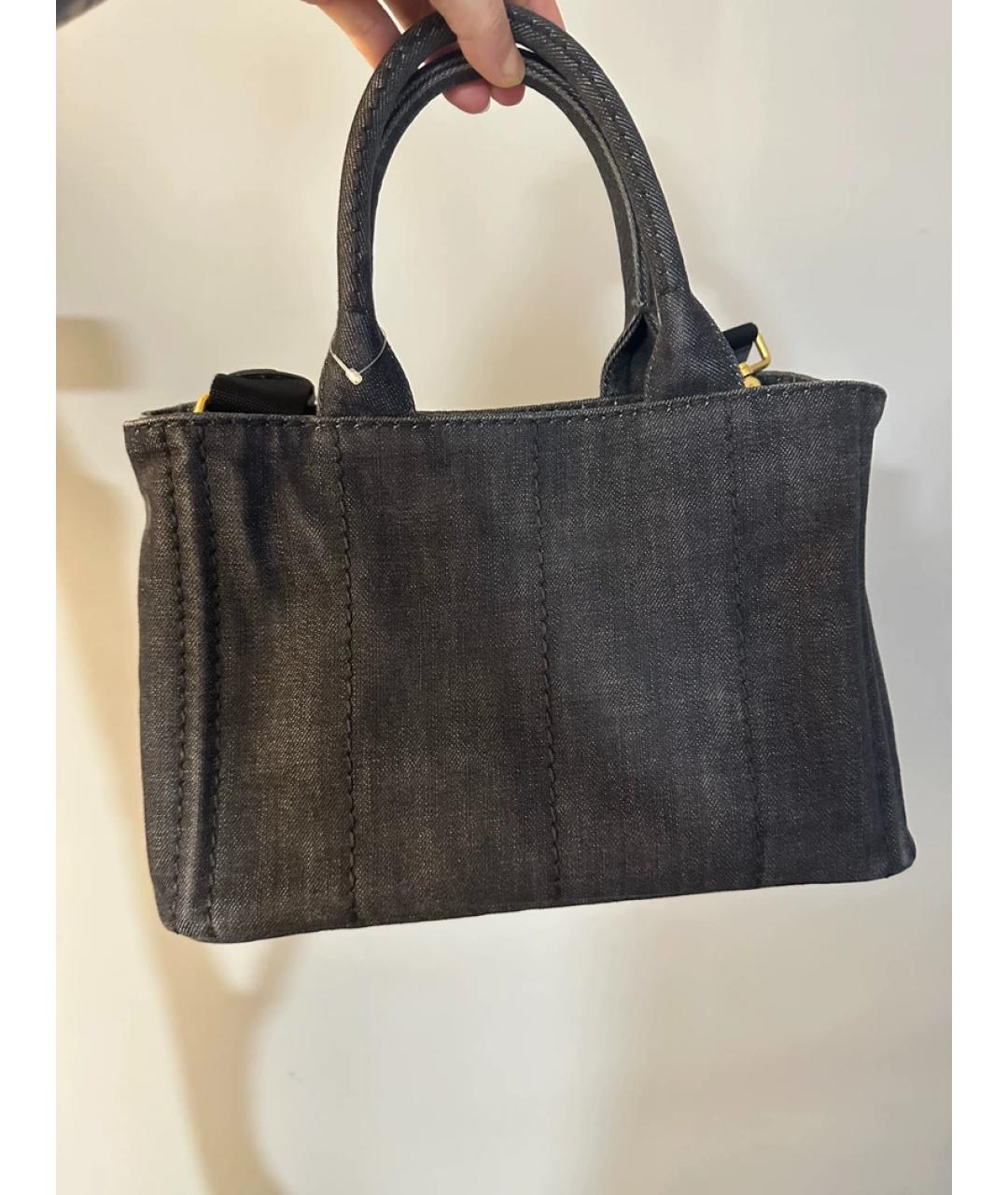 PRADA Серая деним сумка с короткими ручками, фото 4