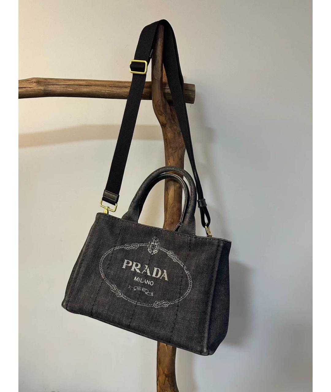 PRADA Серая деним сумка с короткими ручками, фото 10