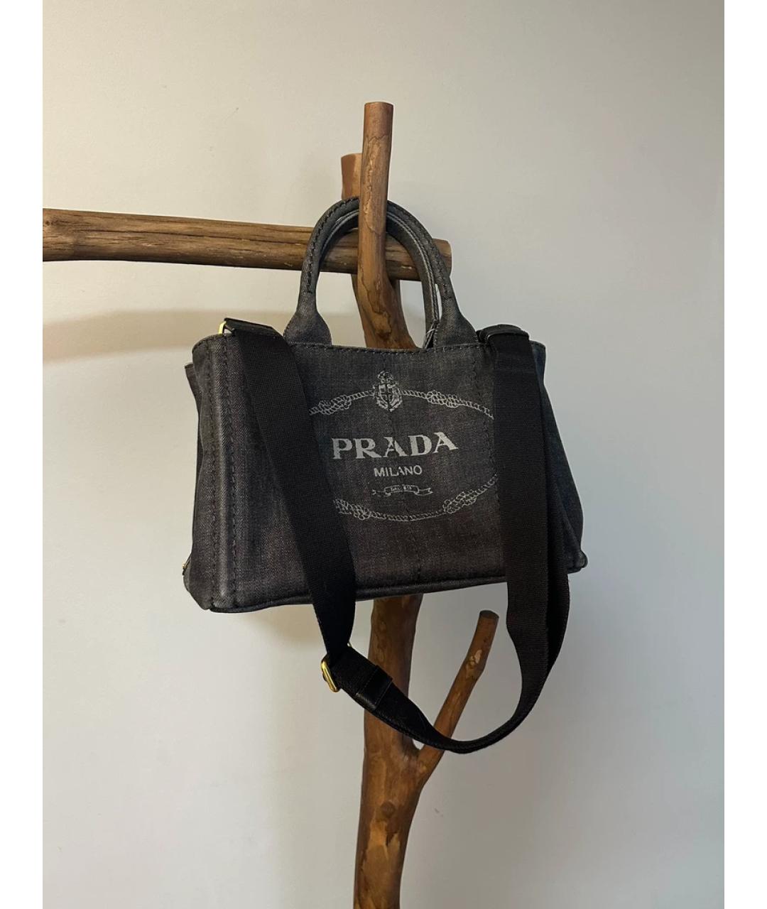 PRADA Серая деним сумка с короткими ручками, фото 9