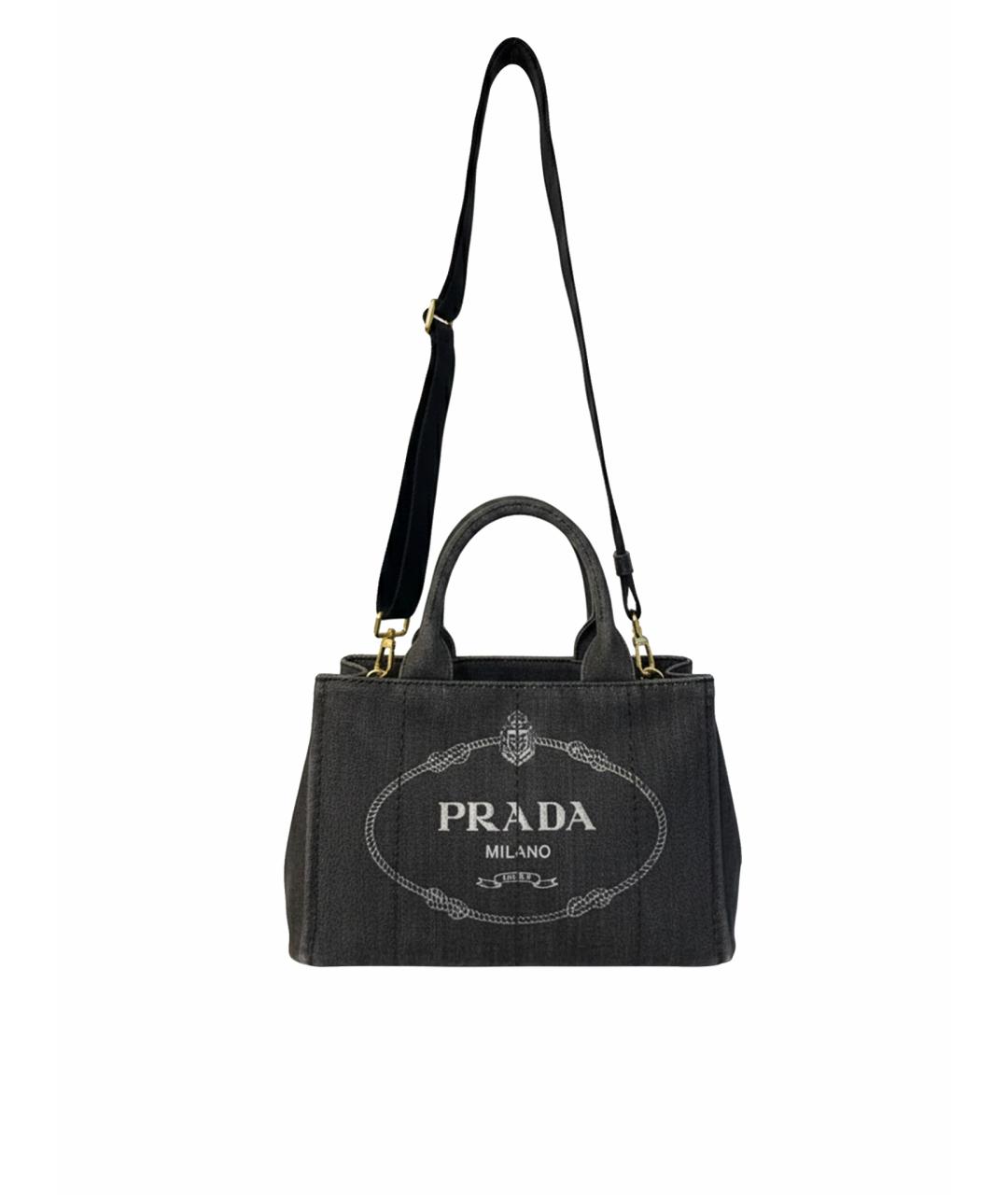 PRADA Серая деним сумка с короткими ручками, фото 1