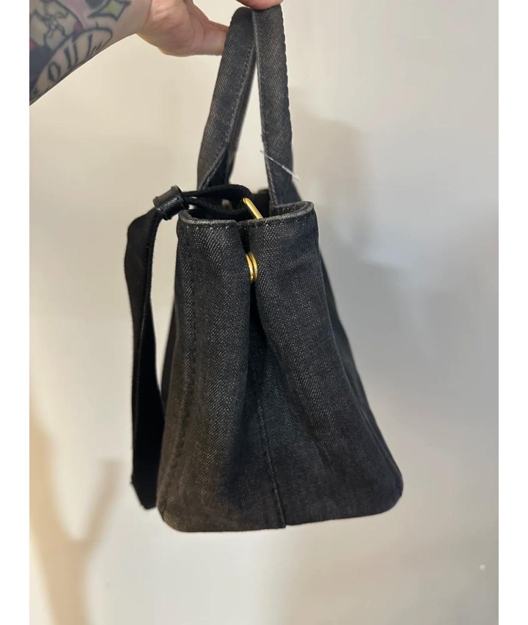 PRADA Серая деним сумка с короткими ручками, фото 7