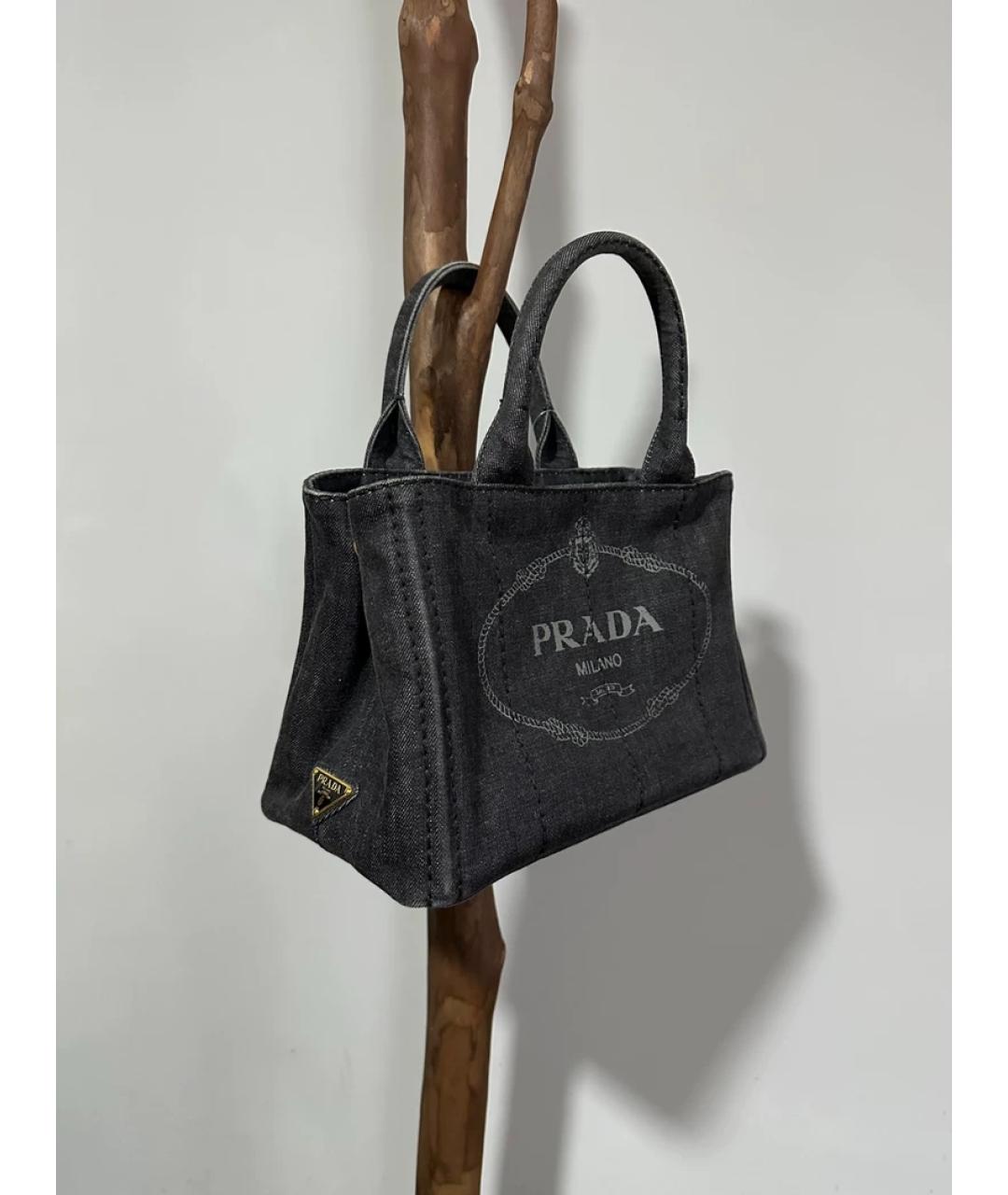 PRADA Серая деним сумка с короткими ручками, фото 2