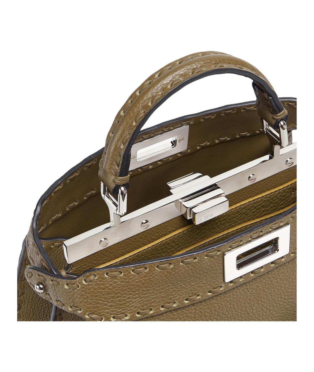 FENDI Коричневая кожаная сумка через плечо, фото 5