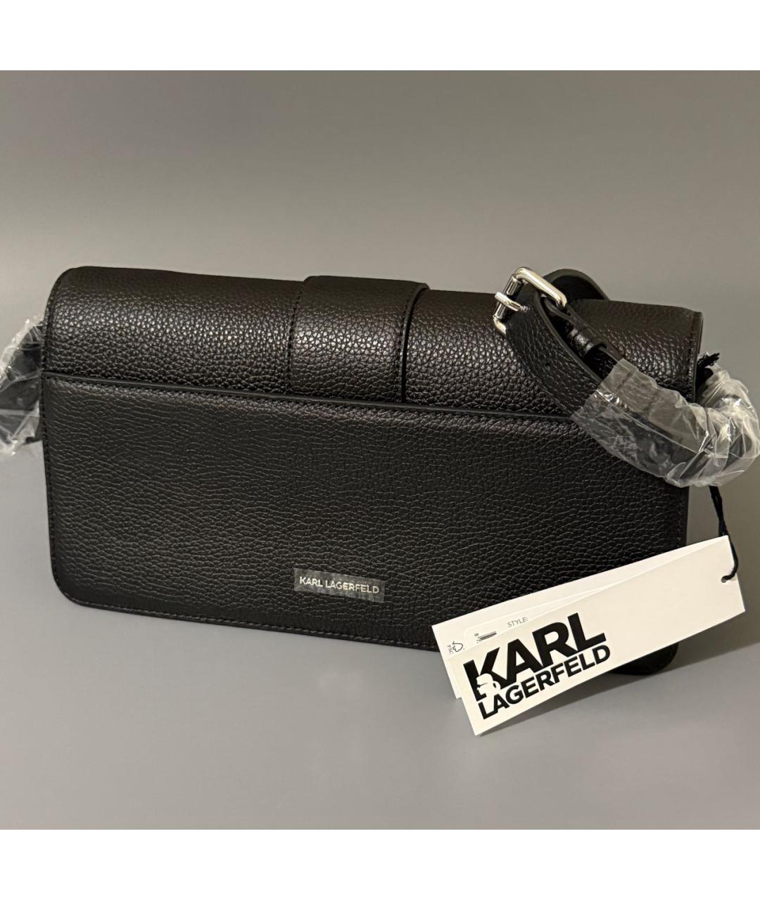 KARL LAGERFELD Черная кожаная сумка через плечо, фото 4