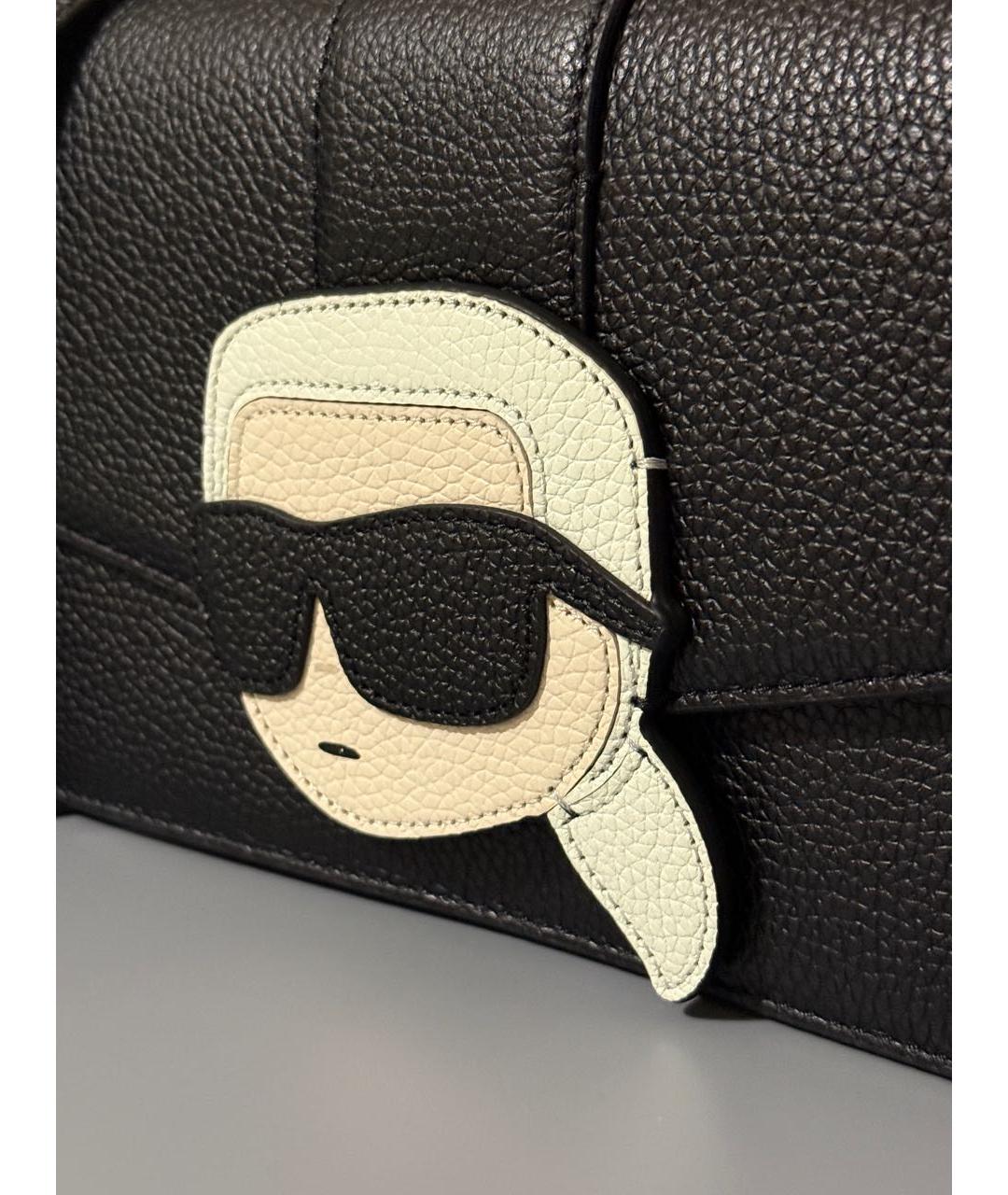 KARL LAGERFELD Черная кожаная сумка через плечо, фото 3