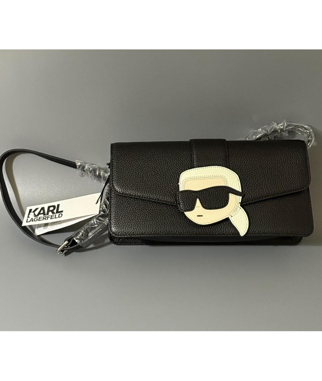 KARL LAGERFELD Черная кожаная сумка через плечо, фото 8