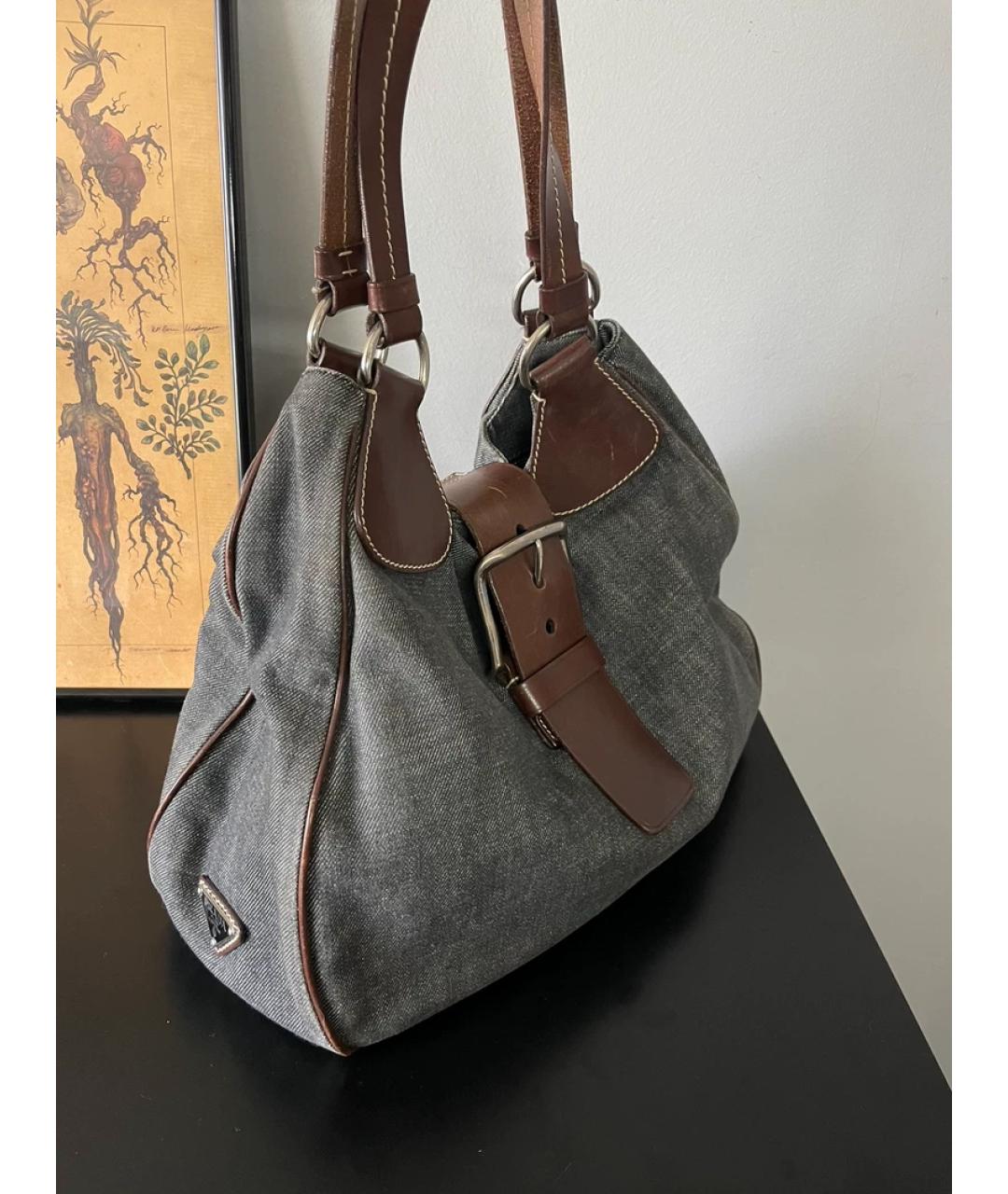 PRADA Деним сумка с короткими ручками, фото 4