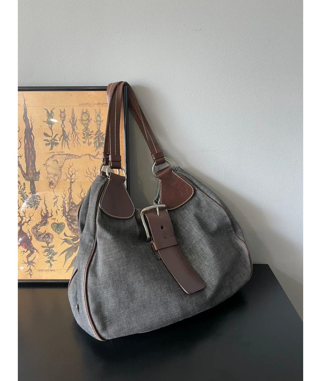 PRADA Деним сумка с короткими ручками, фото 9