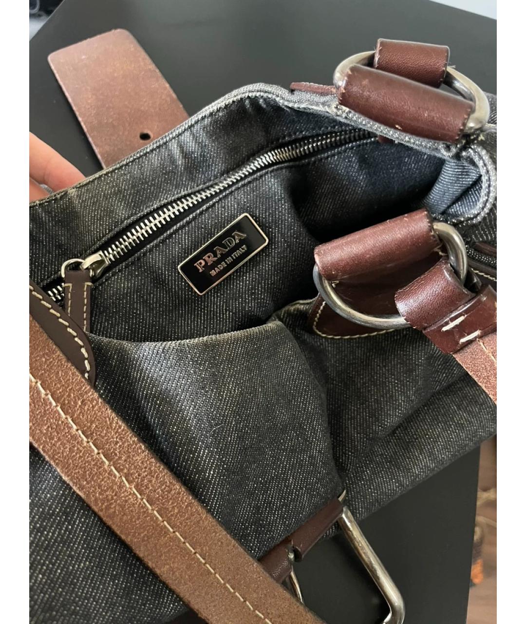 PRADA Деним сумка с короткими ручками, фото 8