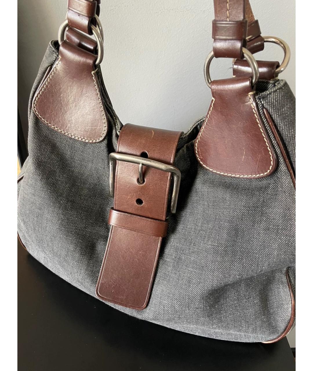 PRADA Деним сумка с короткими ручками, фото 6