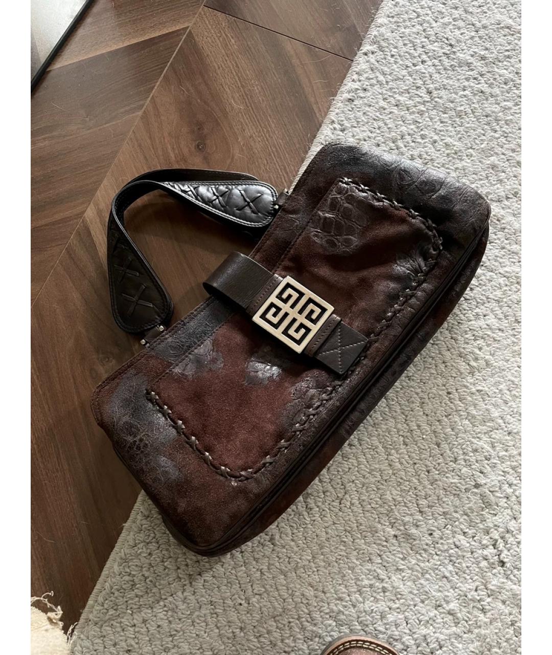 GIVENCHY Коричневая замшевая сумка с короткими ручками, фото 2