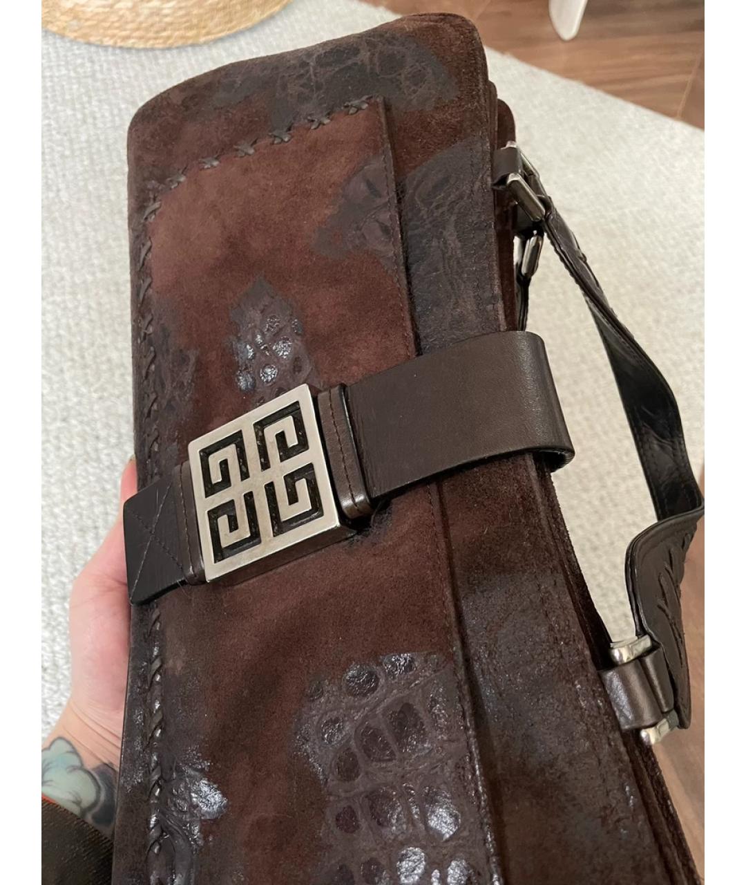 GIVENCHY Коричневая замшевая сумка с короткими ручками, фото 7