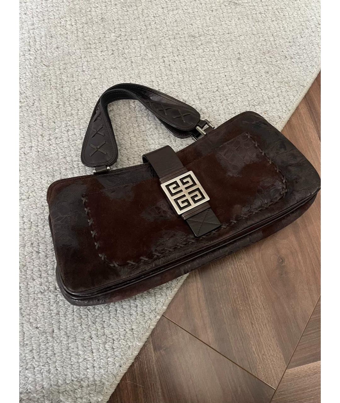 GIVENCHY Коричневая замшевая сумка с короткими ручками, фото 3