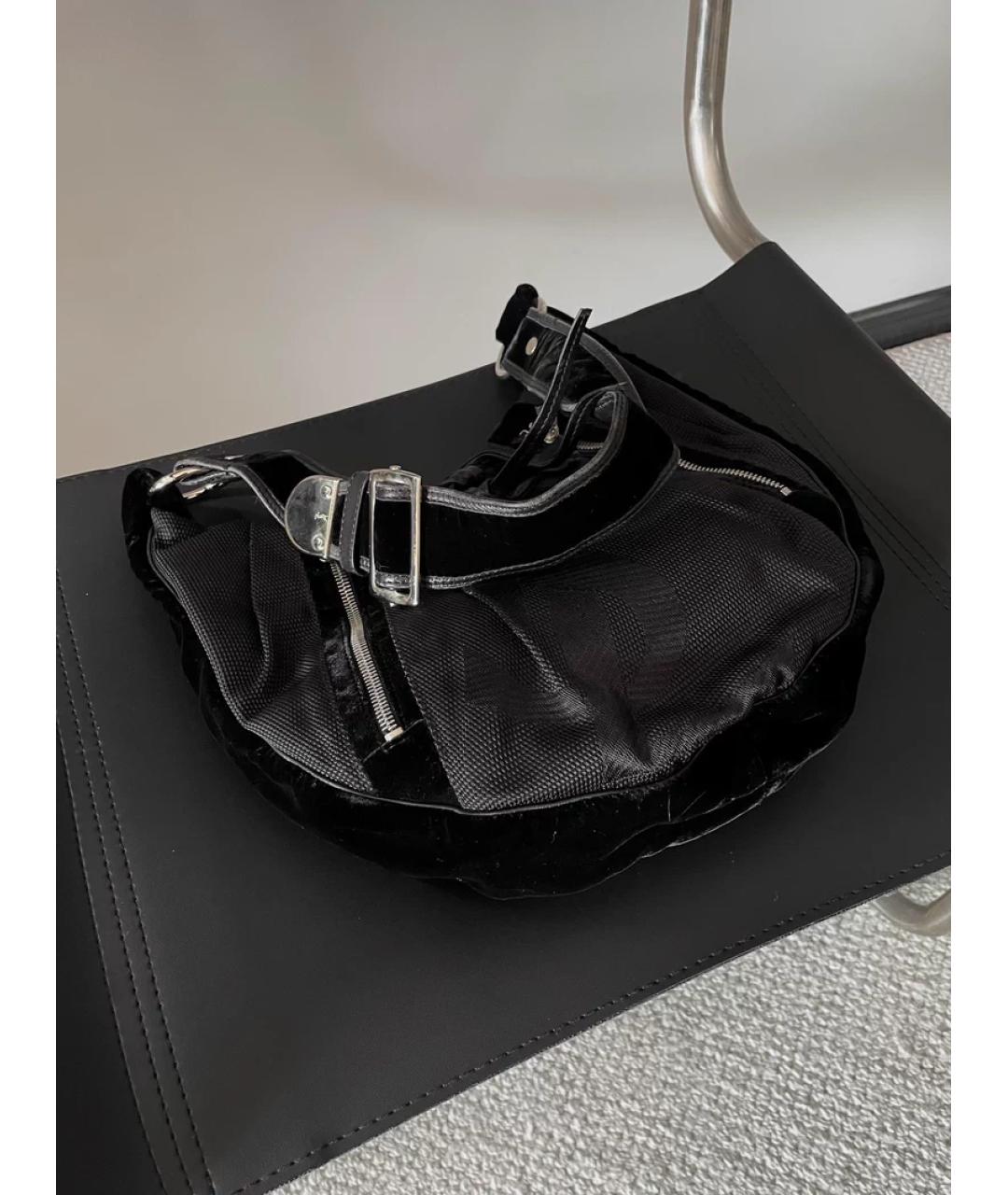 SAINT LAURENT Серебряная бархатная сумка с короткими ручками, фото 3