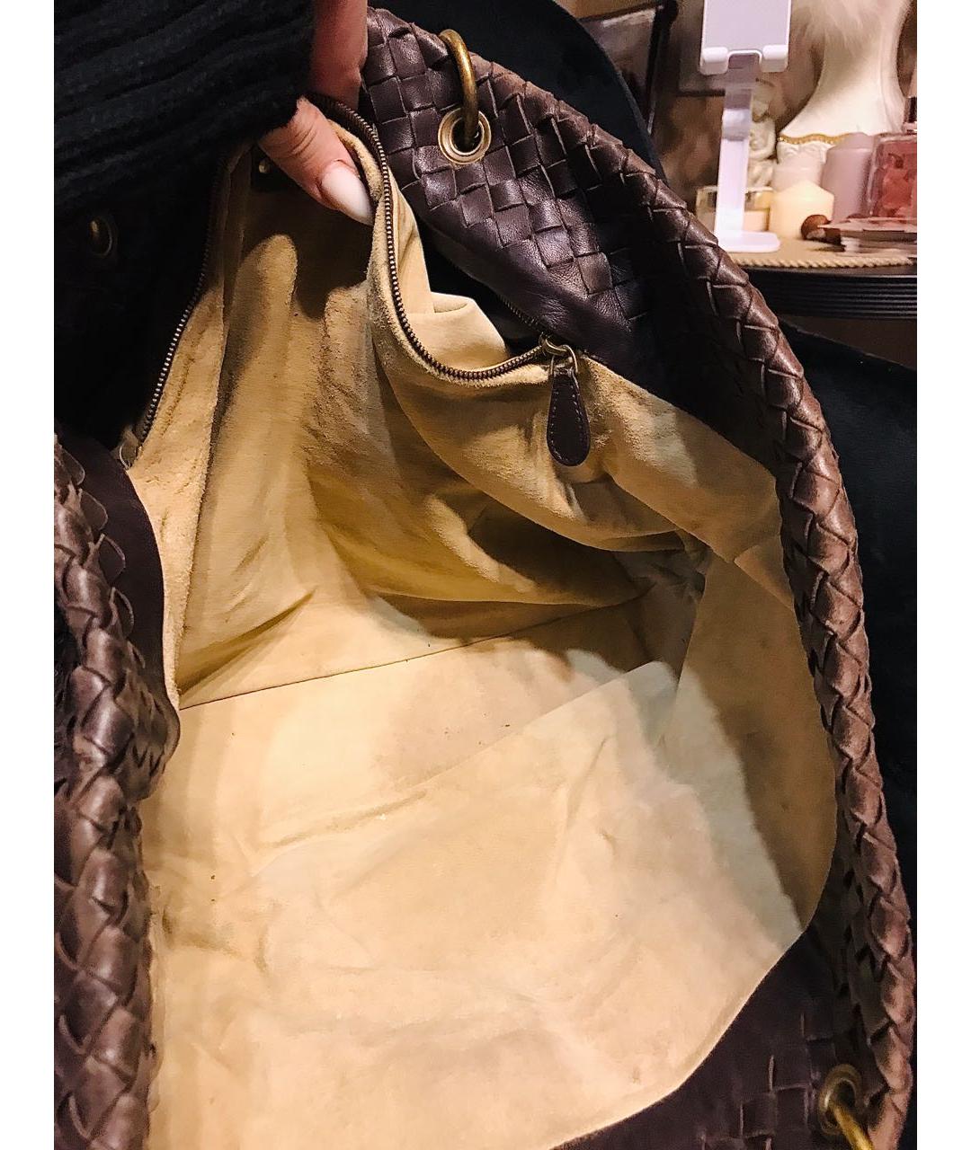 BOTTEGA VENETA Коричневая кожаная сумка с короткими ручками, фото 4