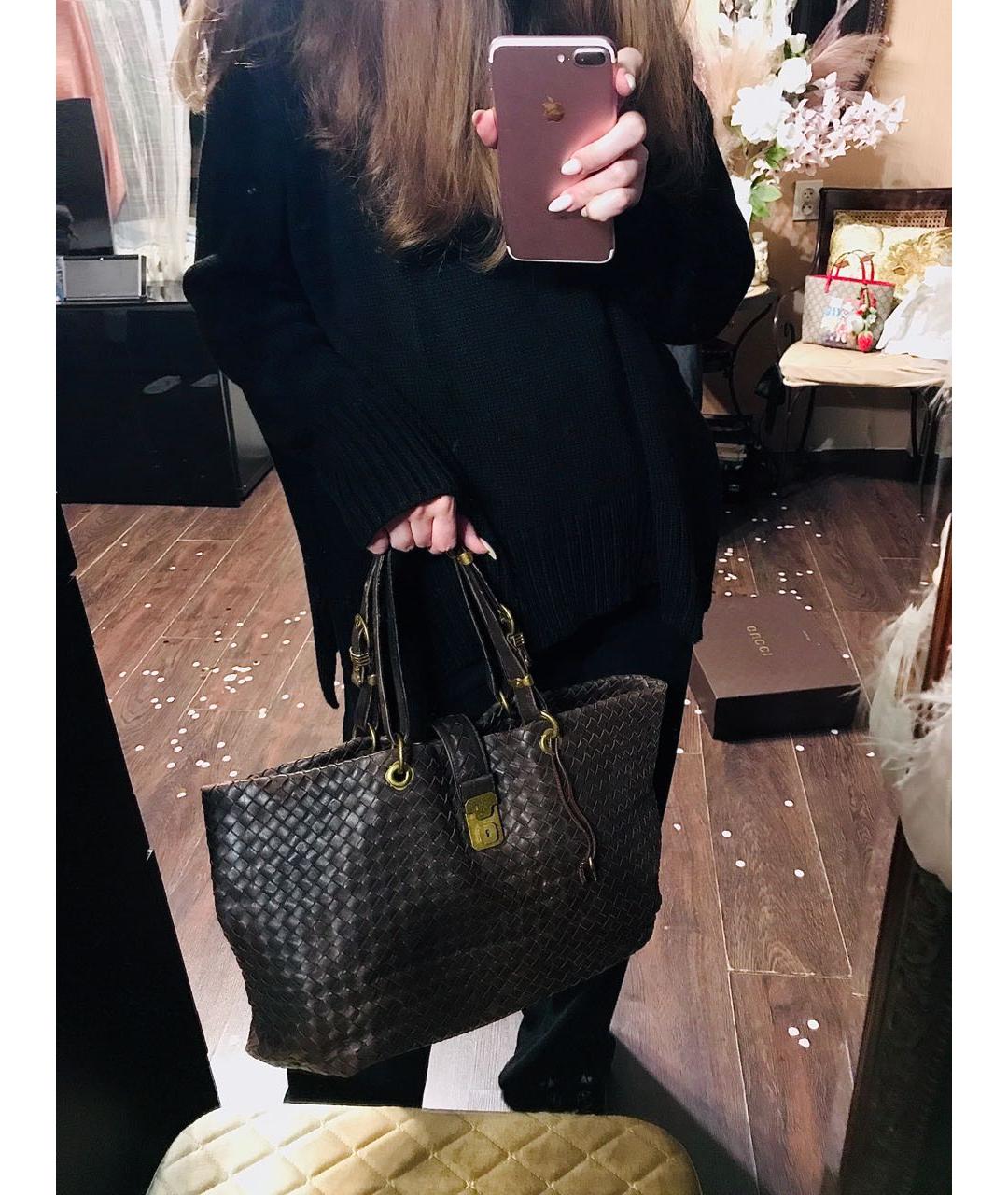 BOTTEGA VENETA Коричневая кожаная сумка с короткими ручками, фото 8