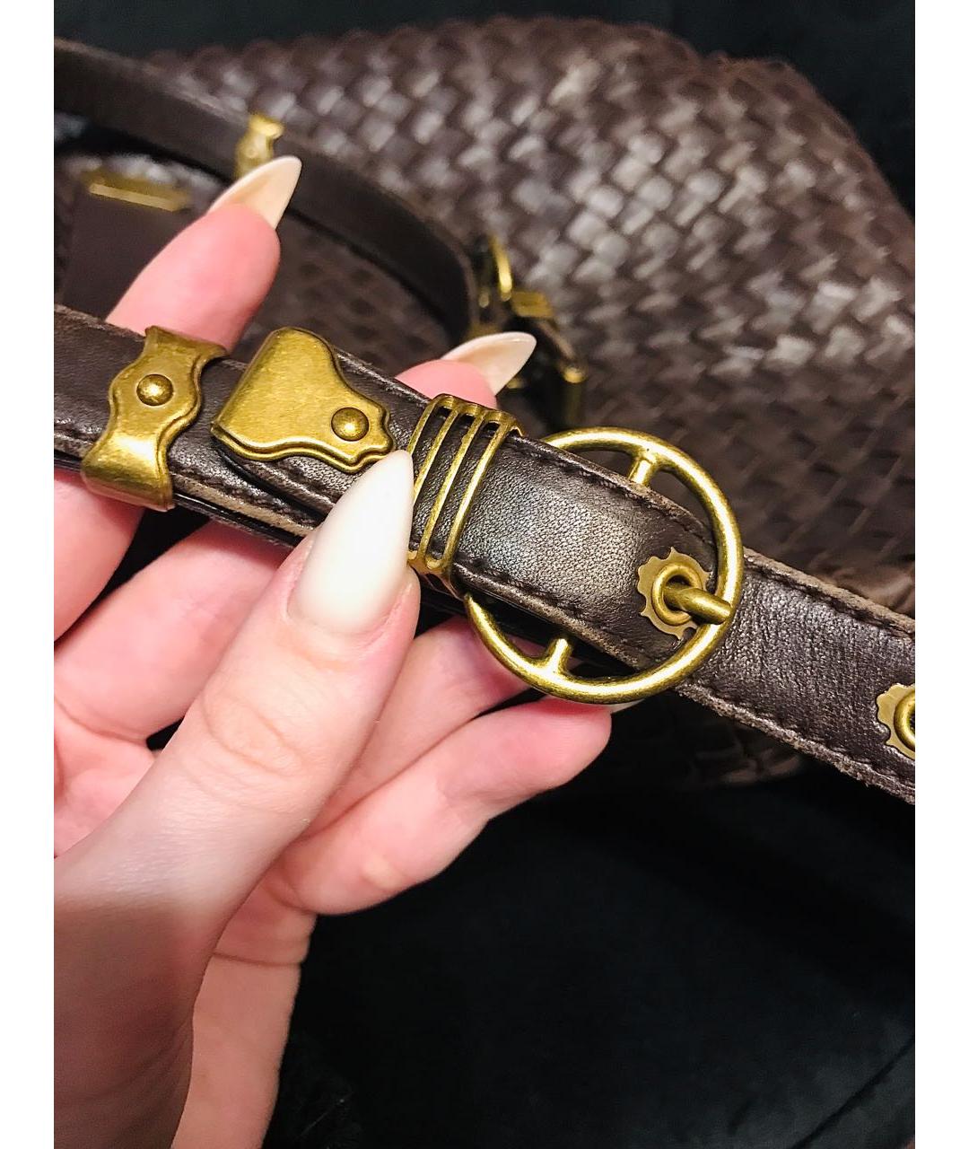 BOTTEGA VENETA Коричневая кожаная сумка с короткими ручками, фото 6