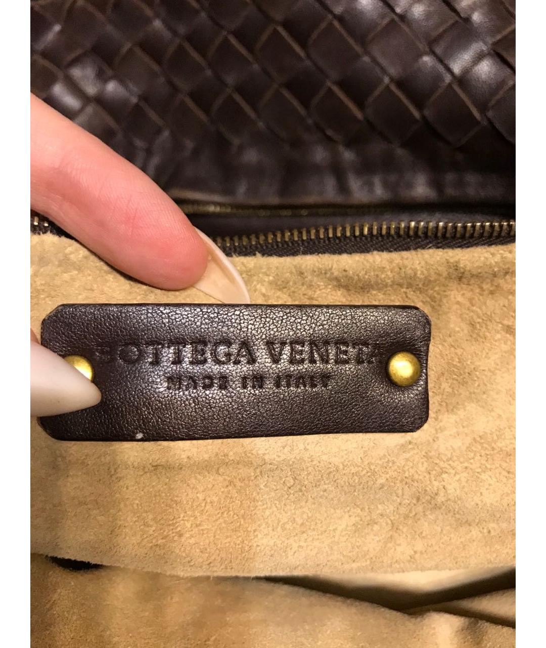 BOTTEGA VENETA Коричневая кожаная сумка с короткими ручками, фото 7