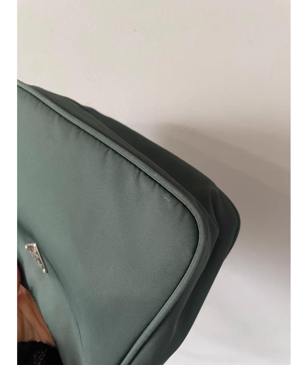 PRADA Зеленая льняная сумка с короткими ручками, фото 6