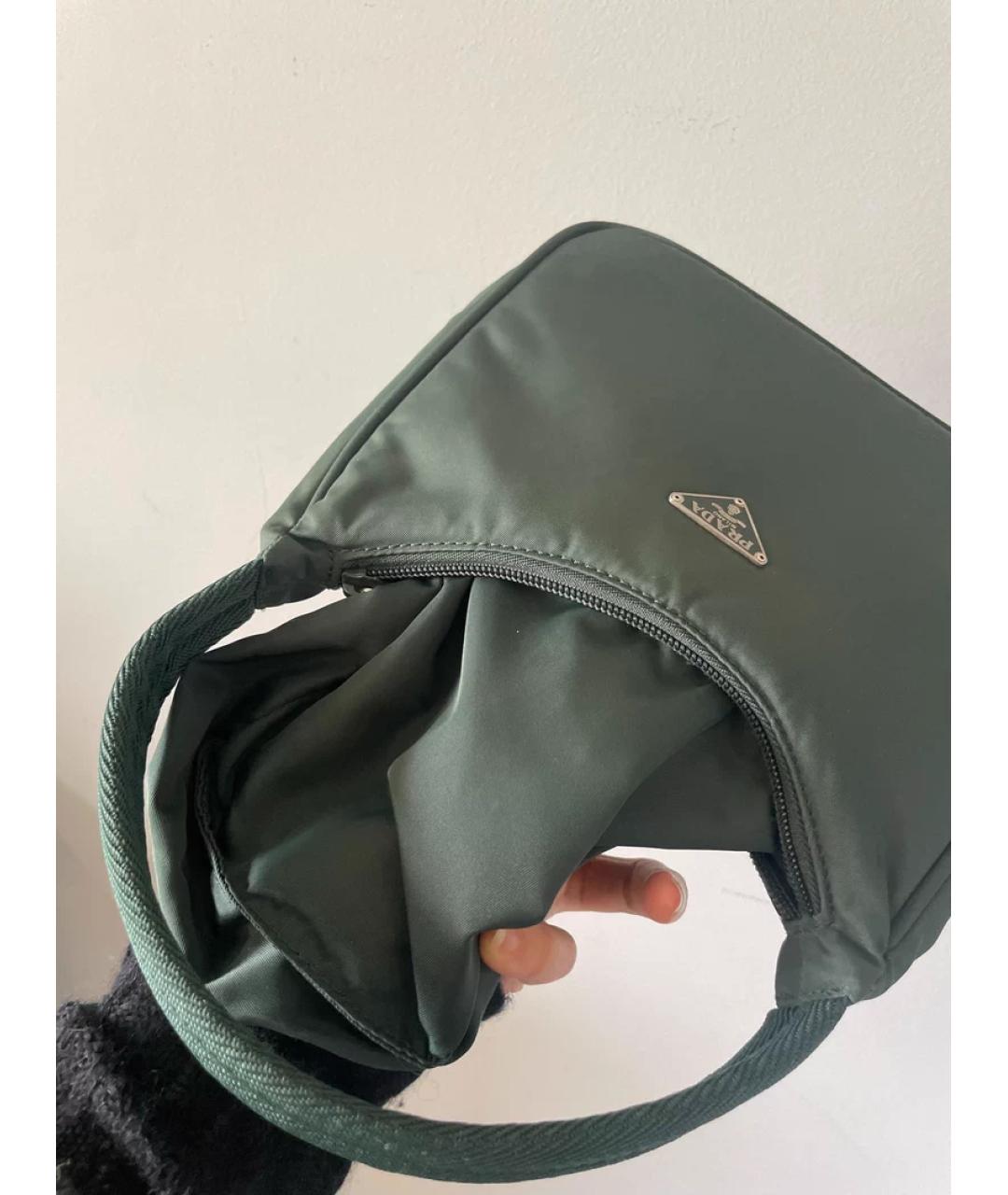 PRADA Зеленая льняная сумка с короткими ручками, фото 8