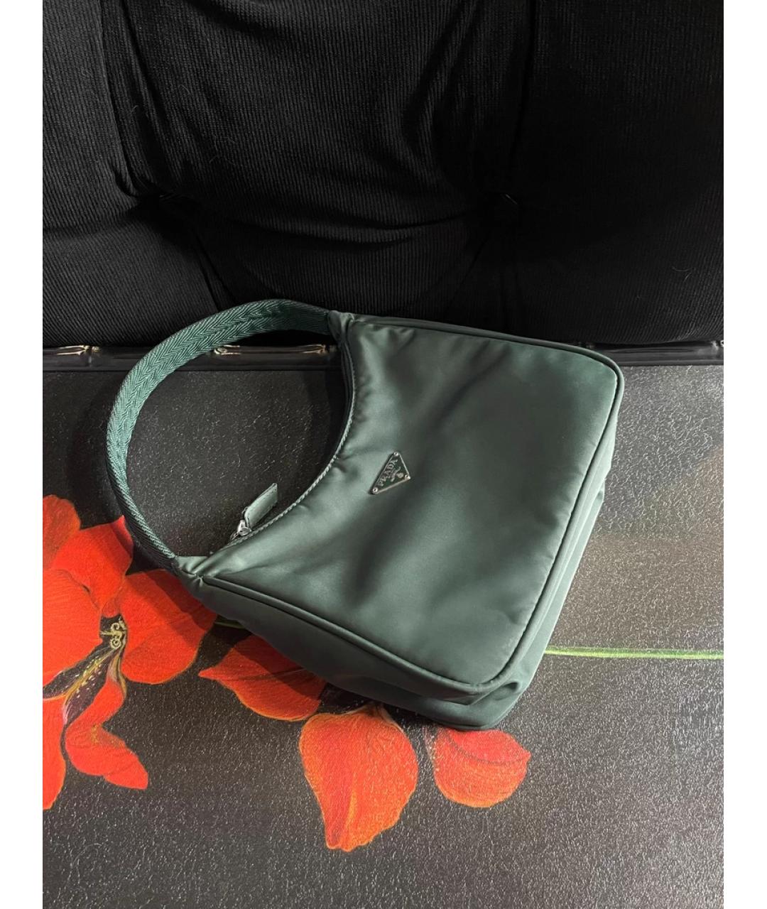 PRADA Зеленая льняная сумка с короткими ручками, фото 9