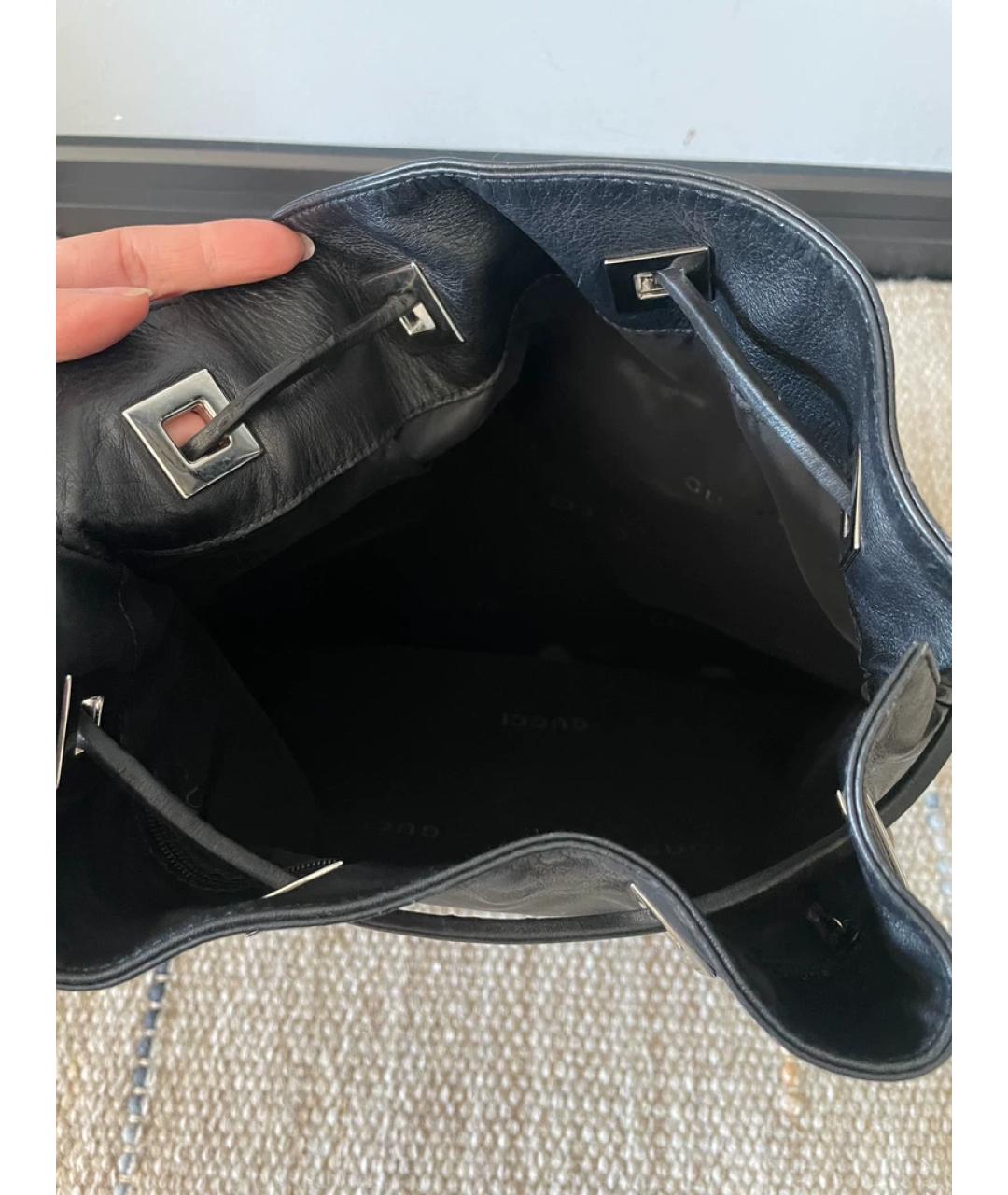 GUCCI Серебряная кожаная сумка с короткими ручками, фото 8