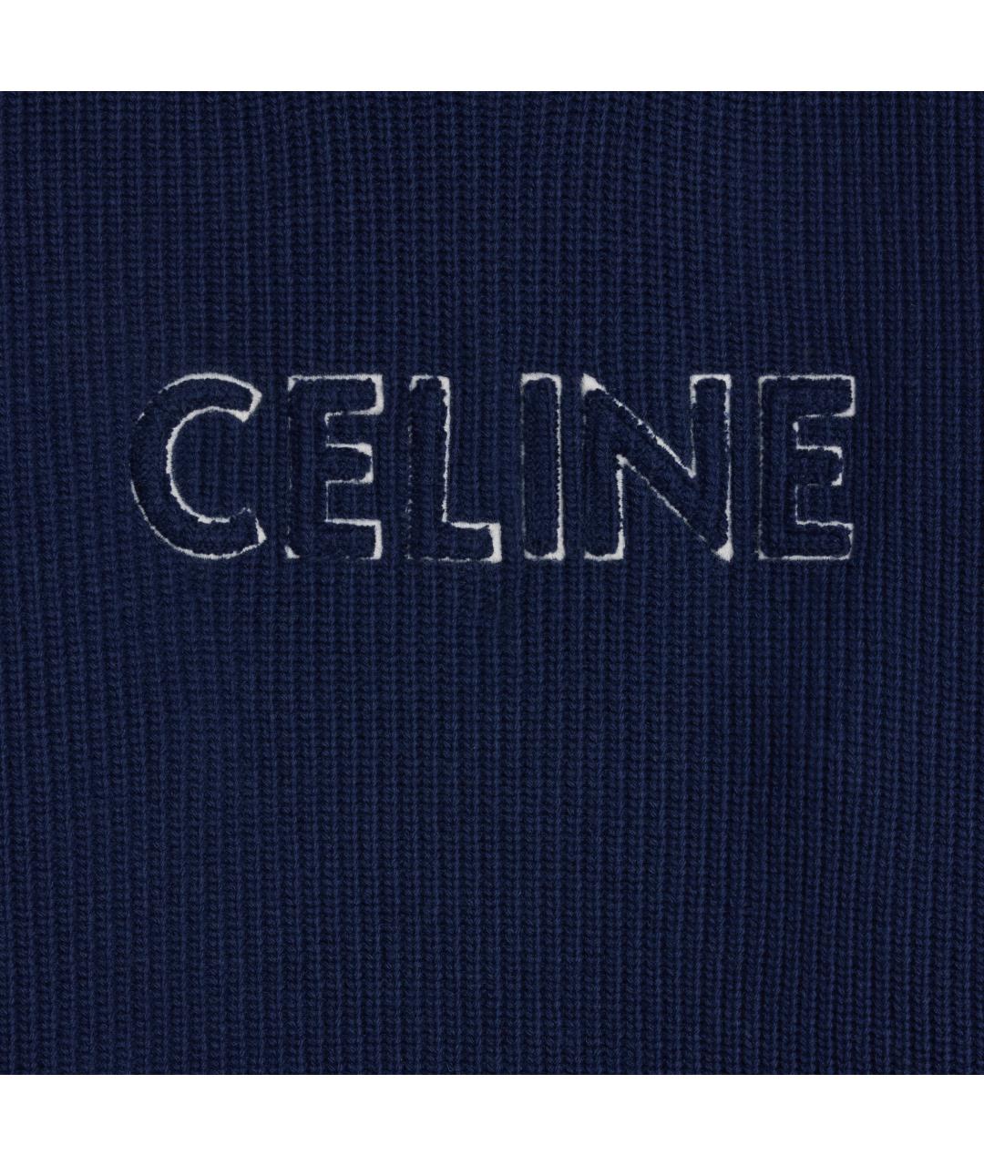 CELINE Темно-синий шерстяной джемпер / свитер, фото 4
