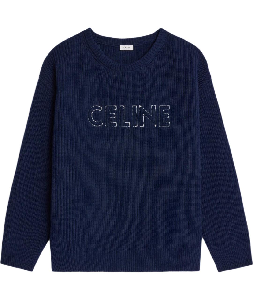 CELINE Темно-синий шерстяной джемпер / свитер, фото 1