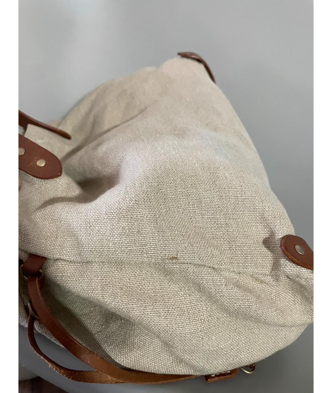 MIU MIU Белая льняная сумка с короткими ручками, фото 6