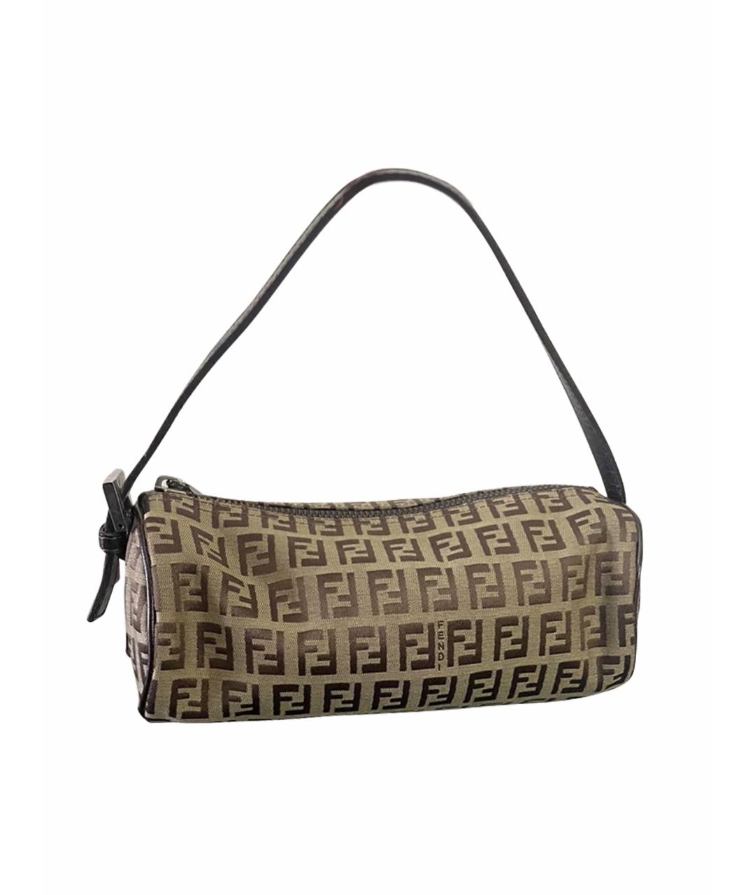 FENDI Коричневая кожаная сумка с короткими ручками, фото 1