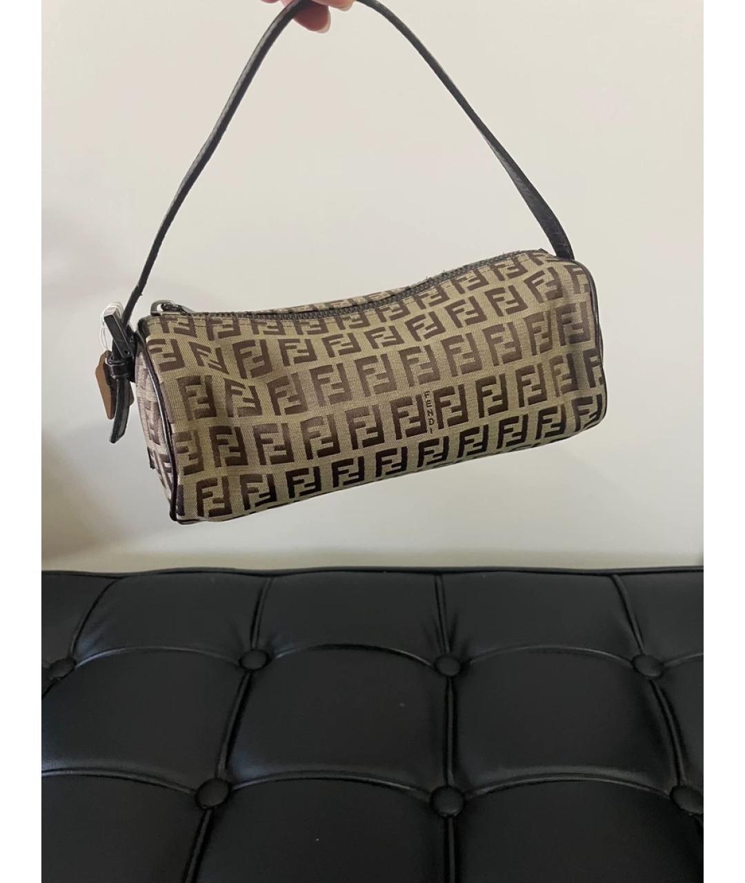 FENDI Коричневая кожаная сумка с короткими ручками, фото 10