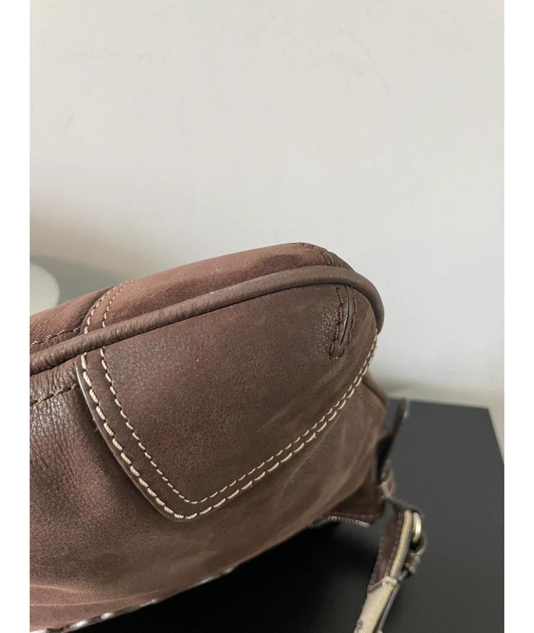 LOEWE Коричневая льняная сумка с короткими ручками, фото 8