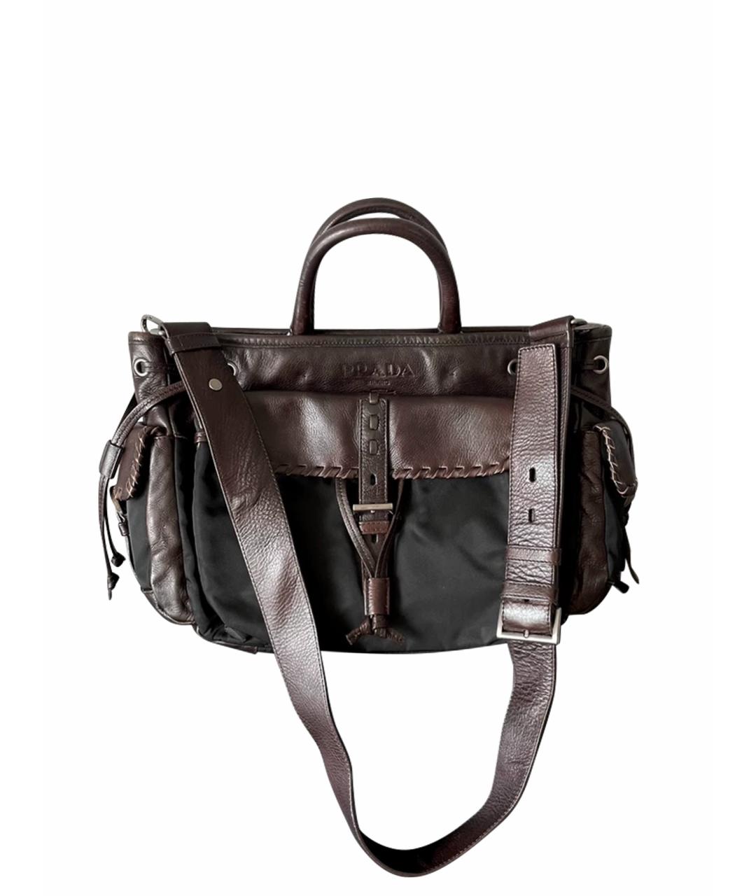 PRADA Серая кожаная сумка с короткими ручками, фото 1