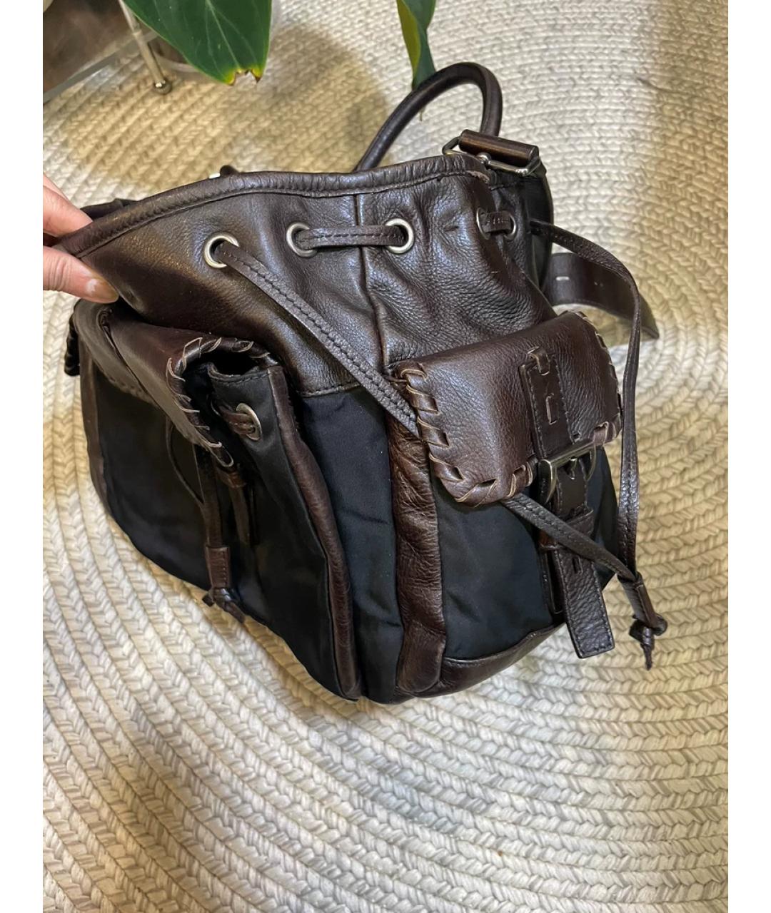 PRADA Серая кожаная сумка с короткими ручками, фото 5