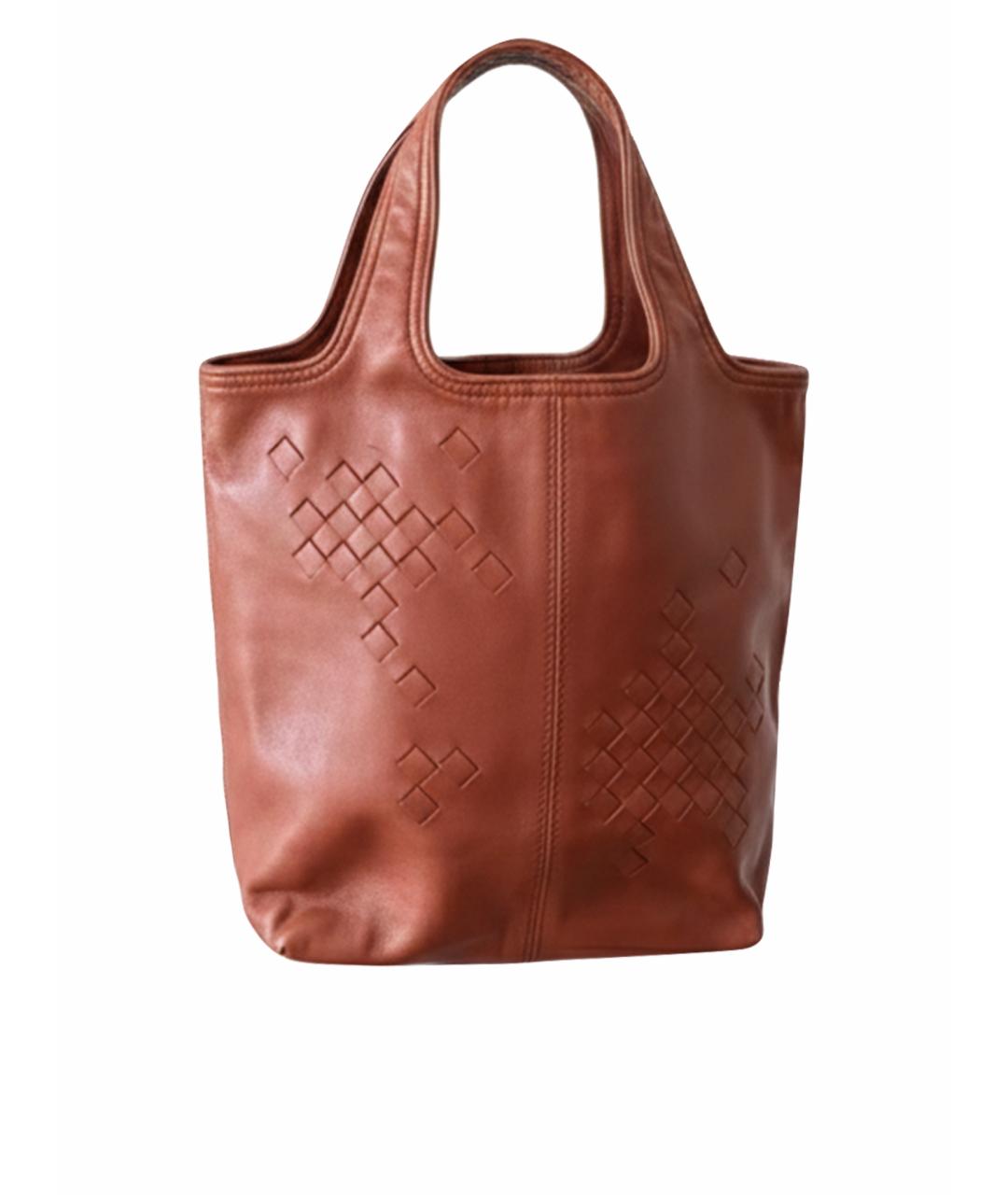 BOTTEGA VENETA Оранжевая льняная сумка с короткими ручками, фото 1