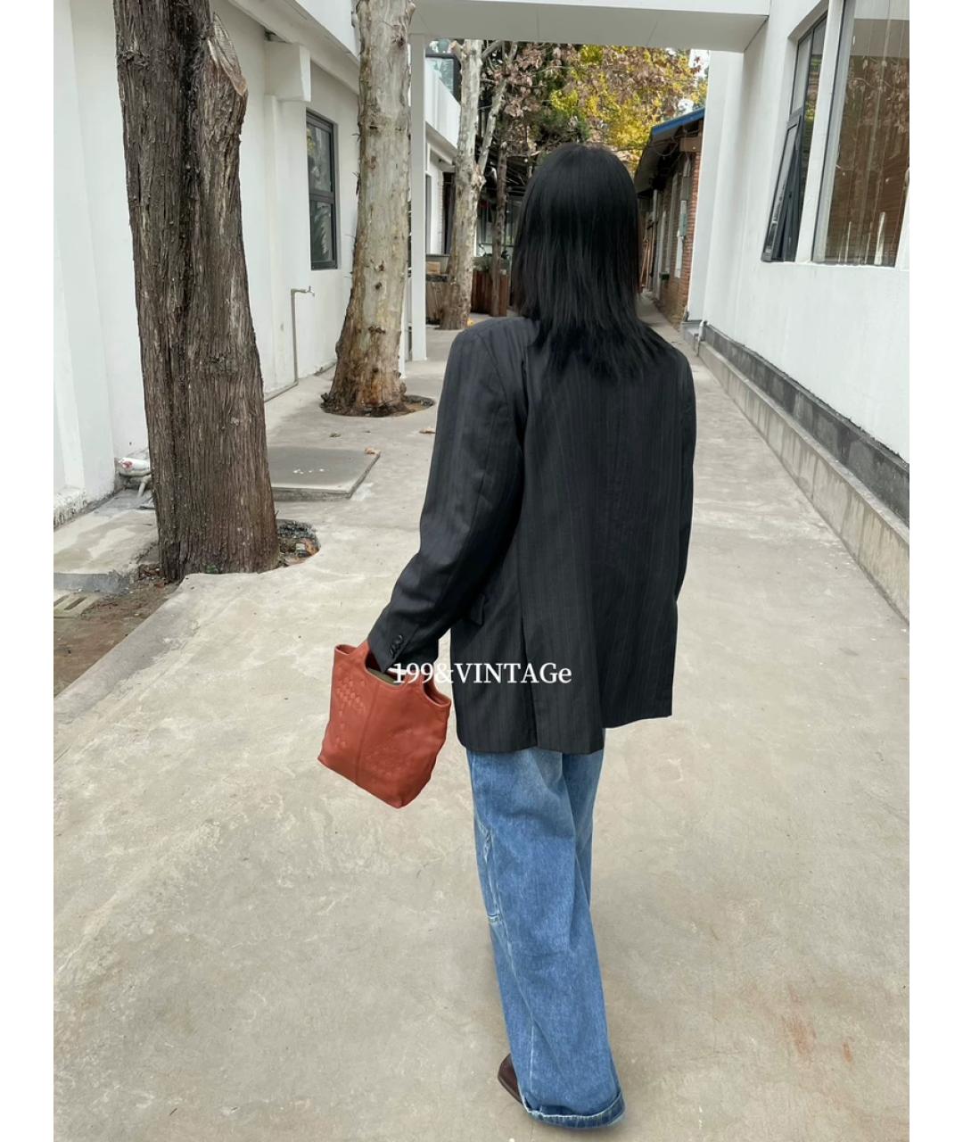 BOTTEGA VENETA Оранжевая льняная сумка с короткими ручками, фото 3