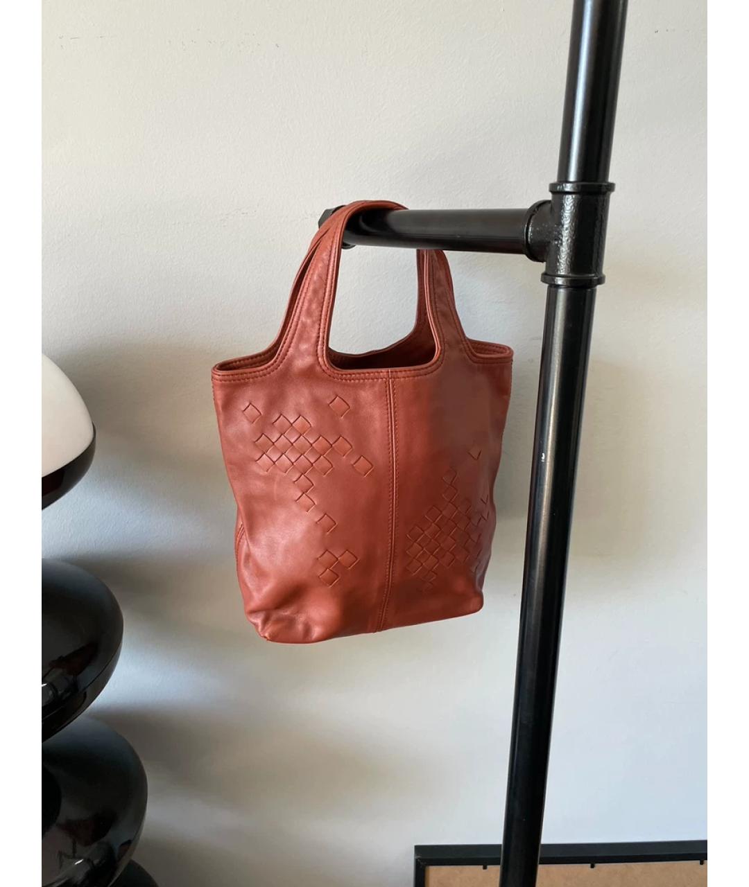 BOTTEGA VENETA Оранжевая льняная сумка с короткими ручками, фото 2