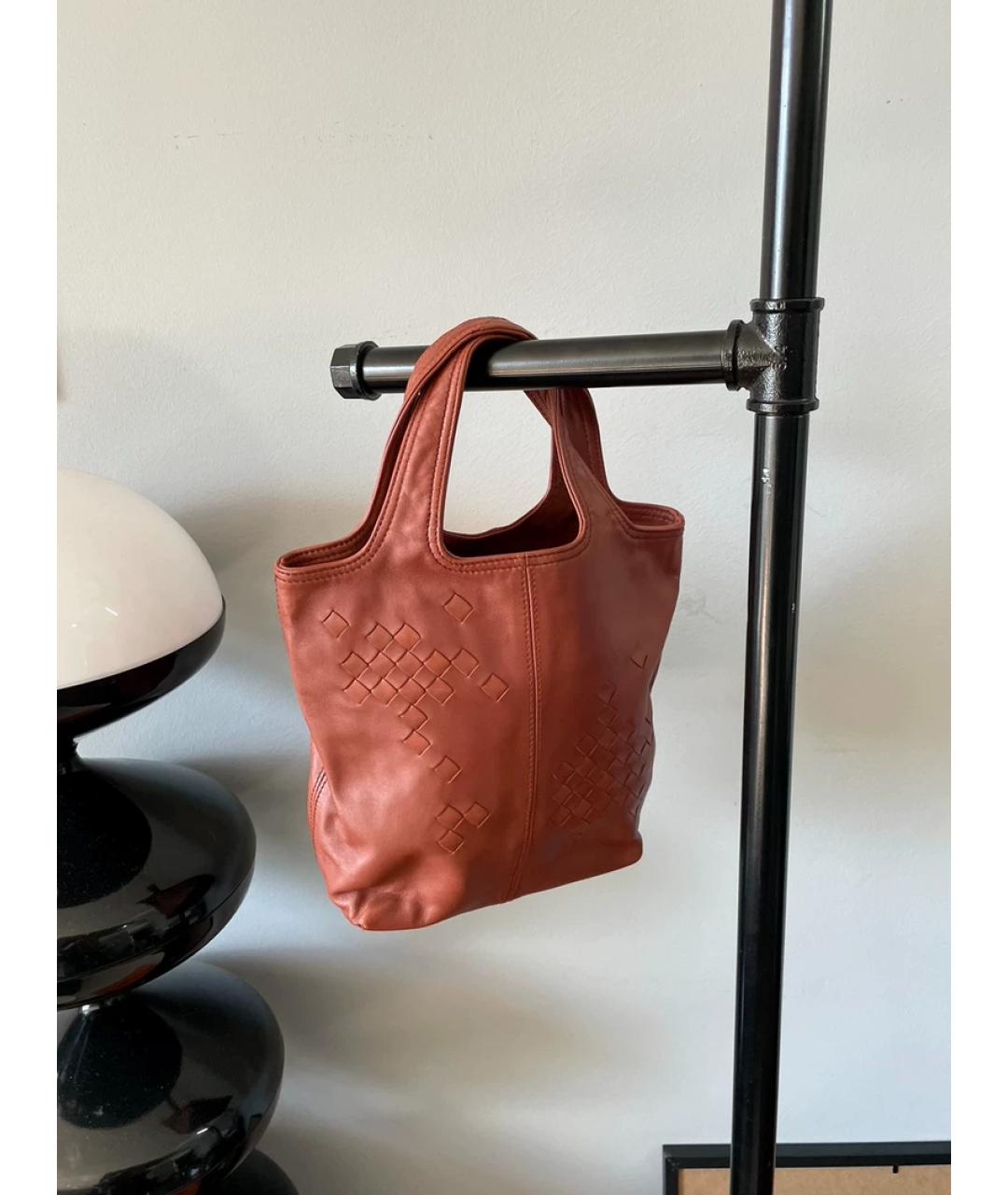 BOTTEGA VENETA Оранжевая льняная сумка с короткими ручками, фото 9